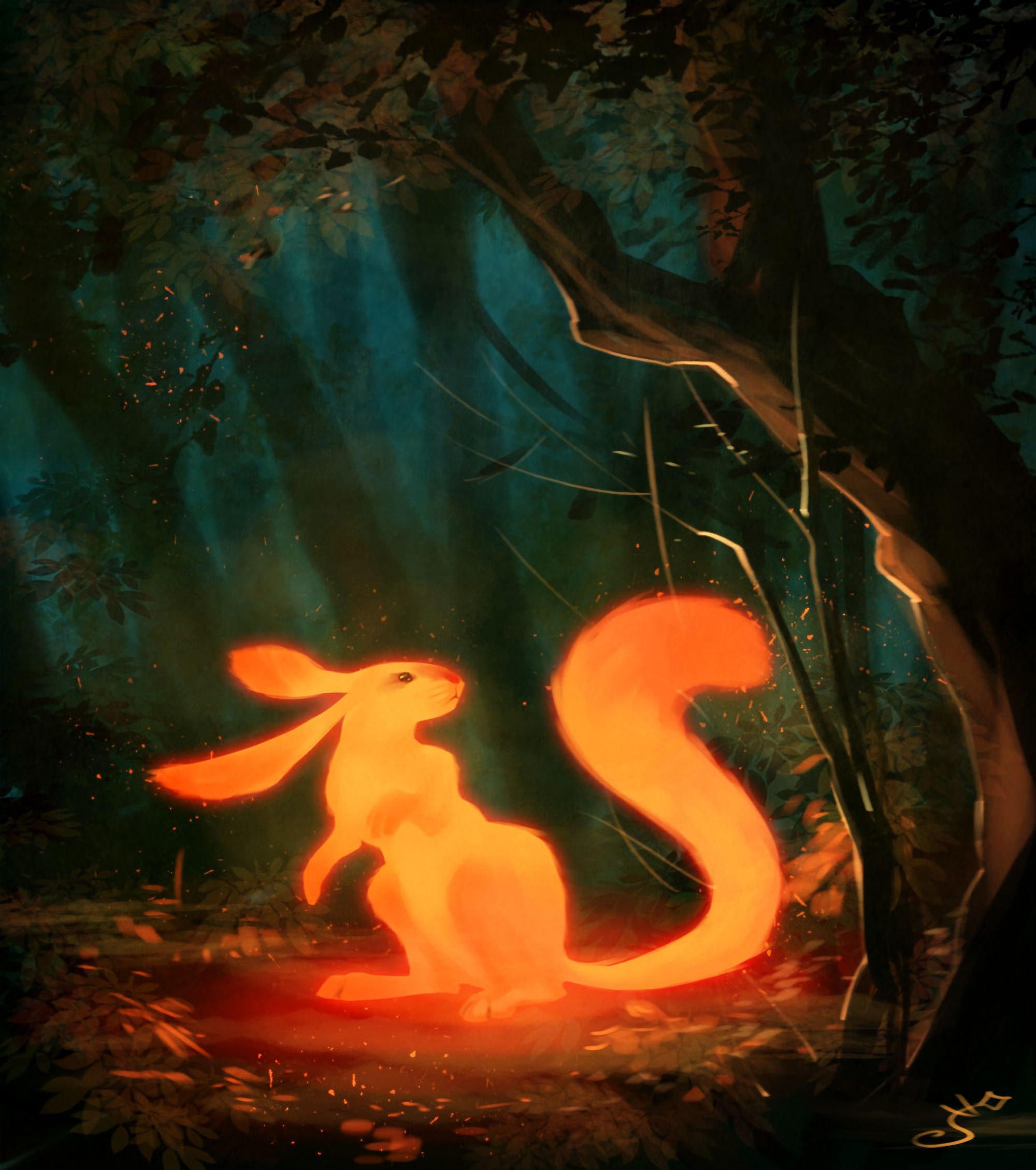 fairy, art, orange, animal, fabulous Smartphone Background