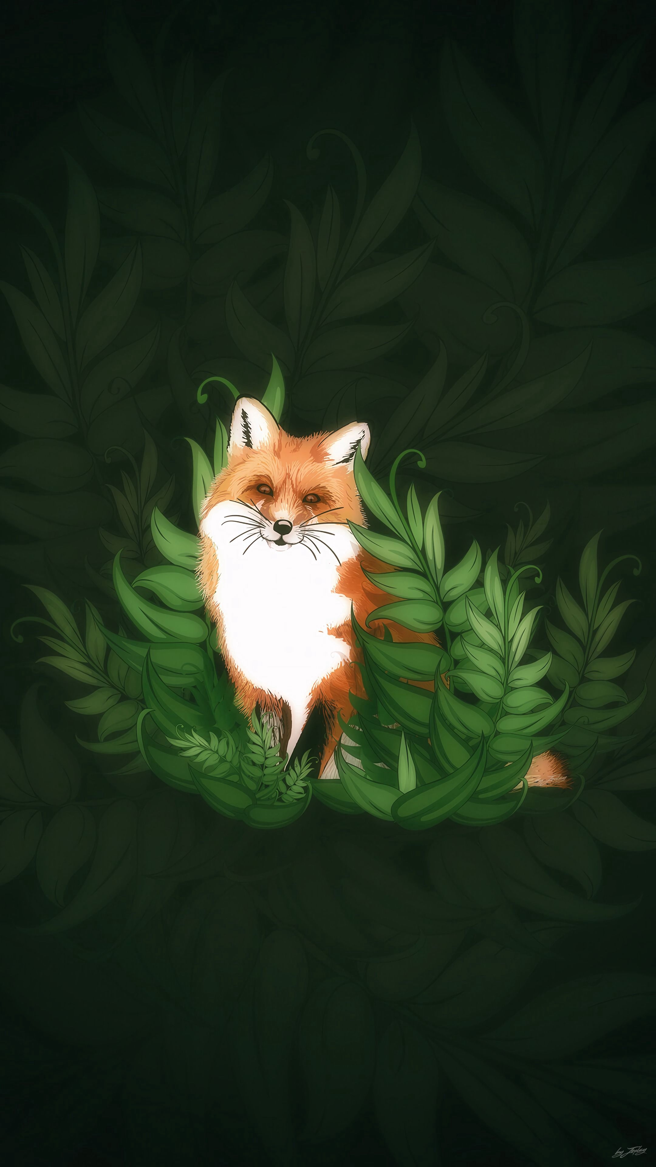 fox, art, bush, nice, sweetheart HD wallpaper