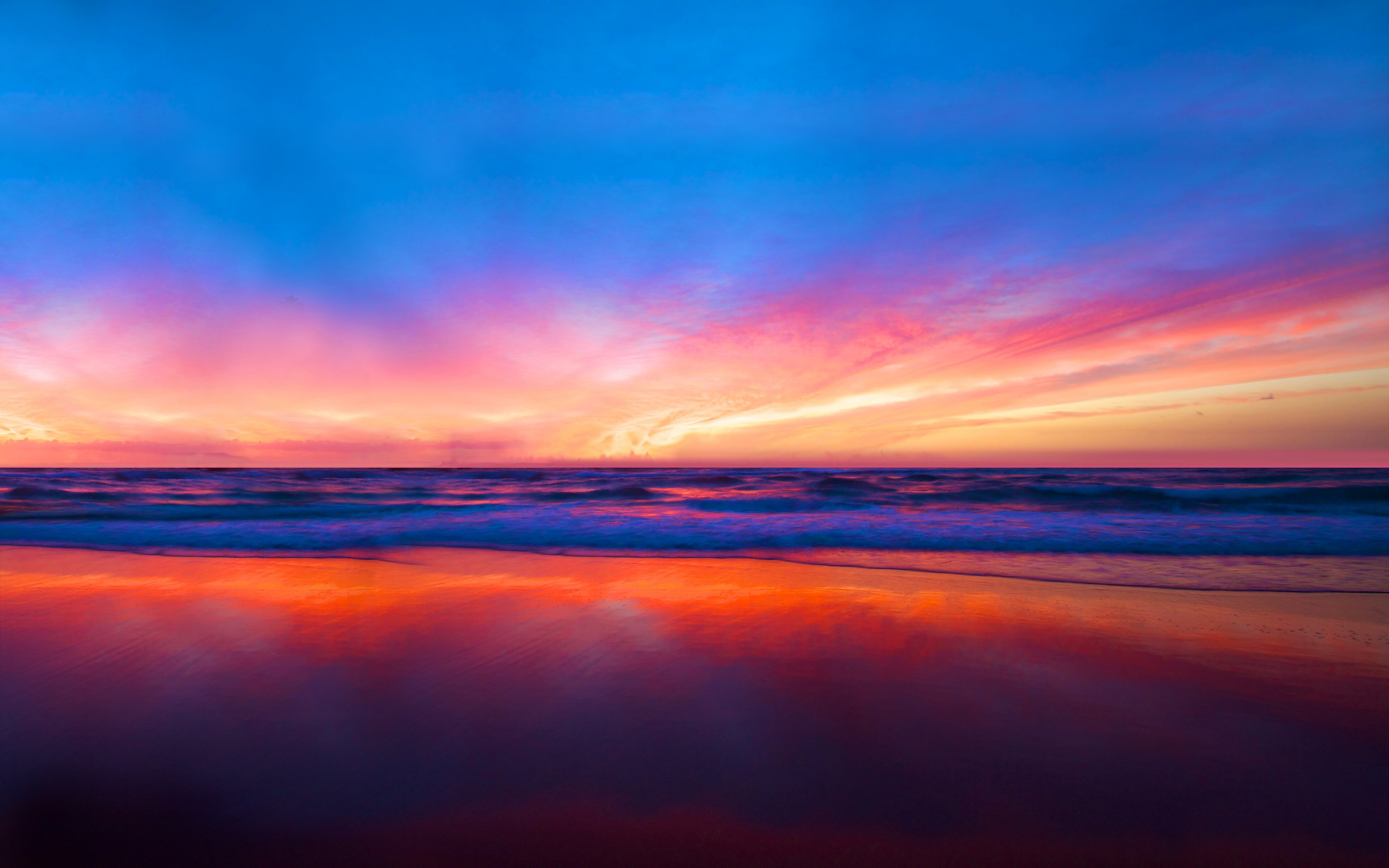 631055 скачать картинку закат солнца, земля/природа, горизонт, красочный, пляж, живопись - обои и заставки бесплатно