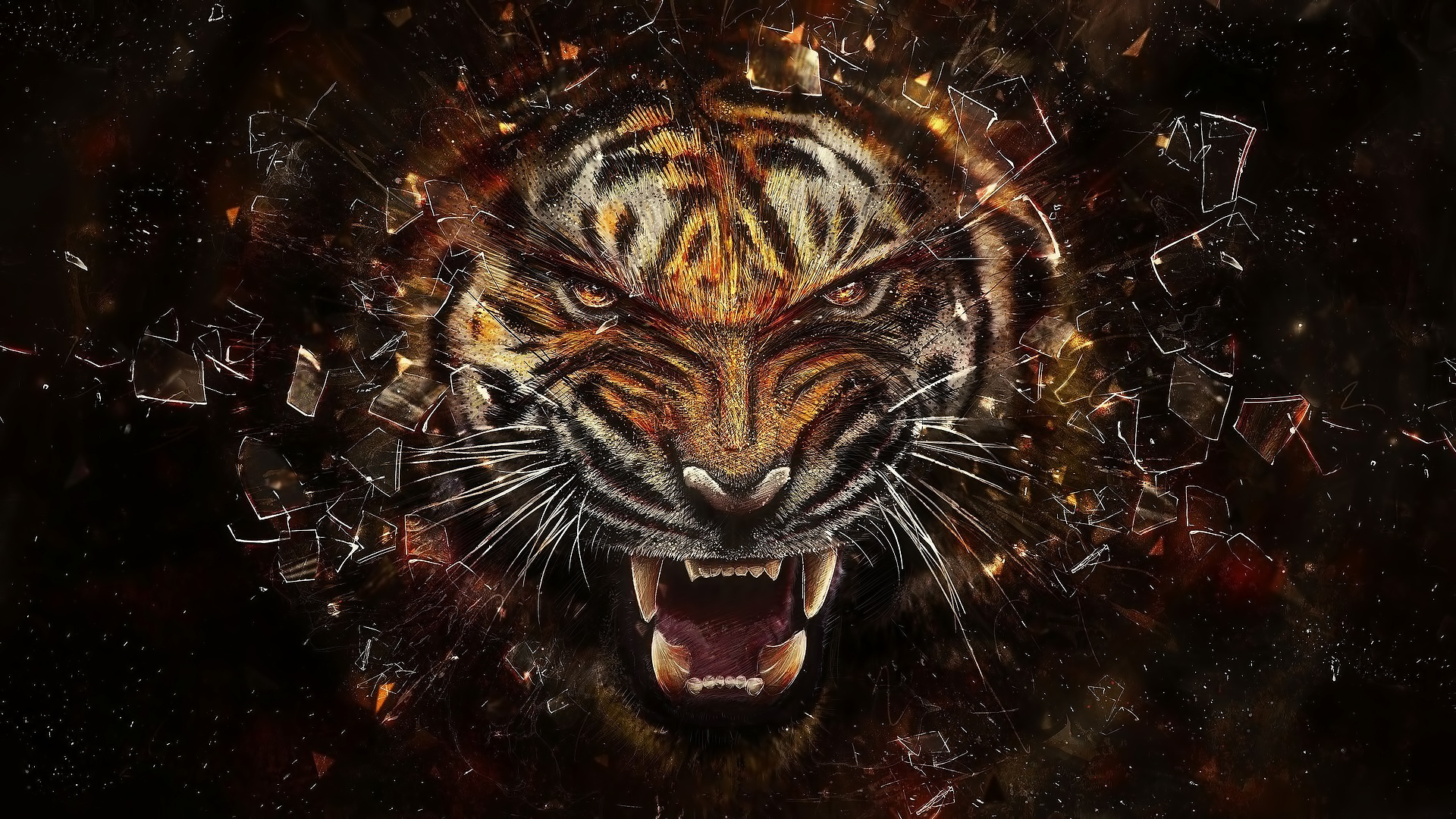 34118 скачать обои тигры, рисунки, черные, животные - заставки и картинки бесплатно