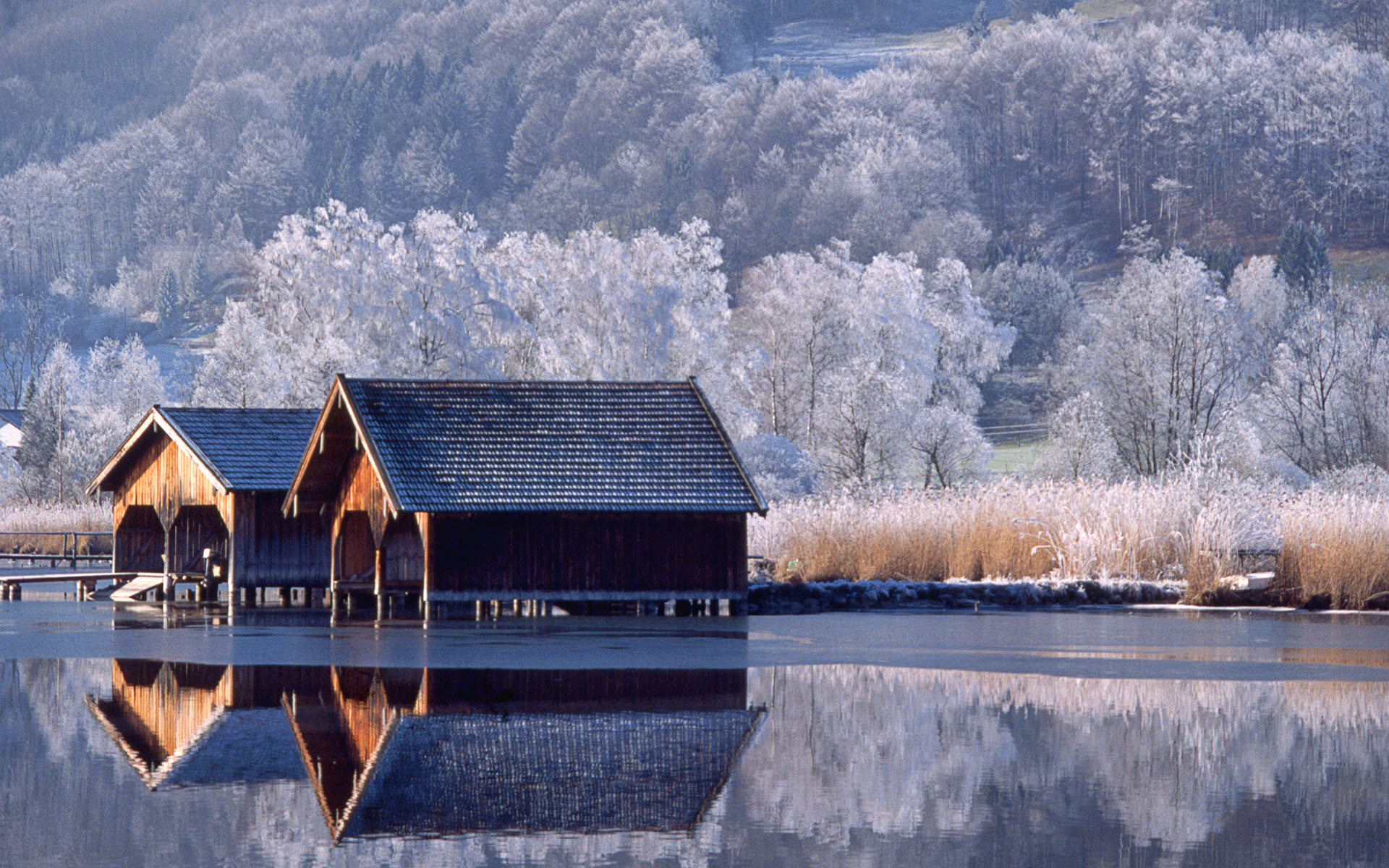 Шлендорф Германия озеро зимой