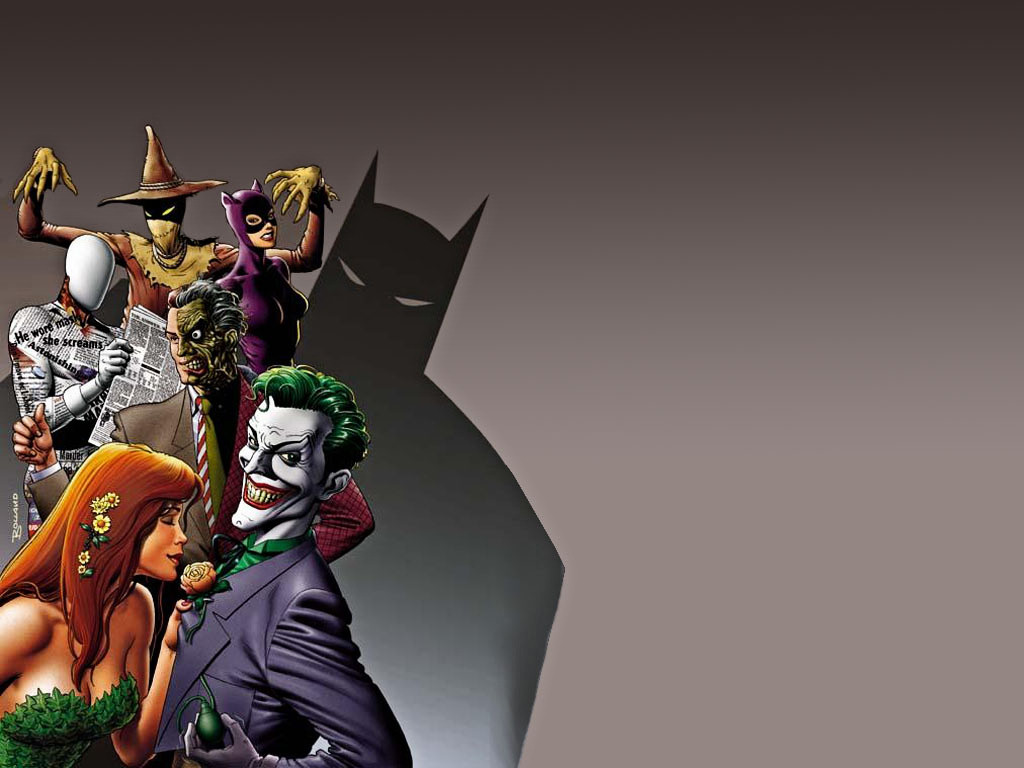 wallpapers comics, batman, joker, poison ivy, scarecrow (batman), two face