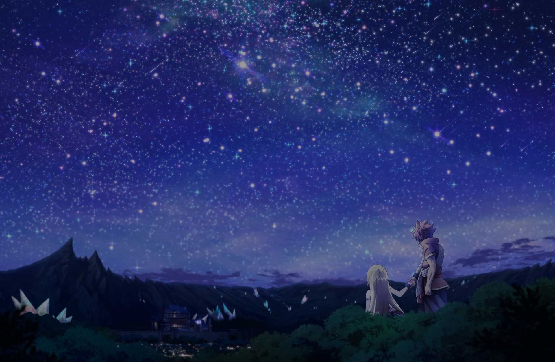Звёздное небо аниме фон