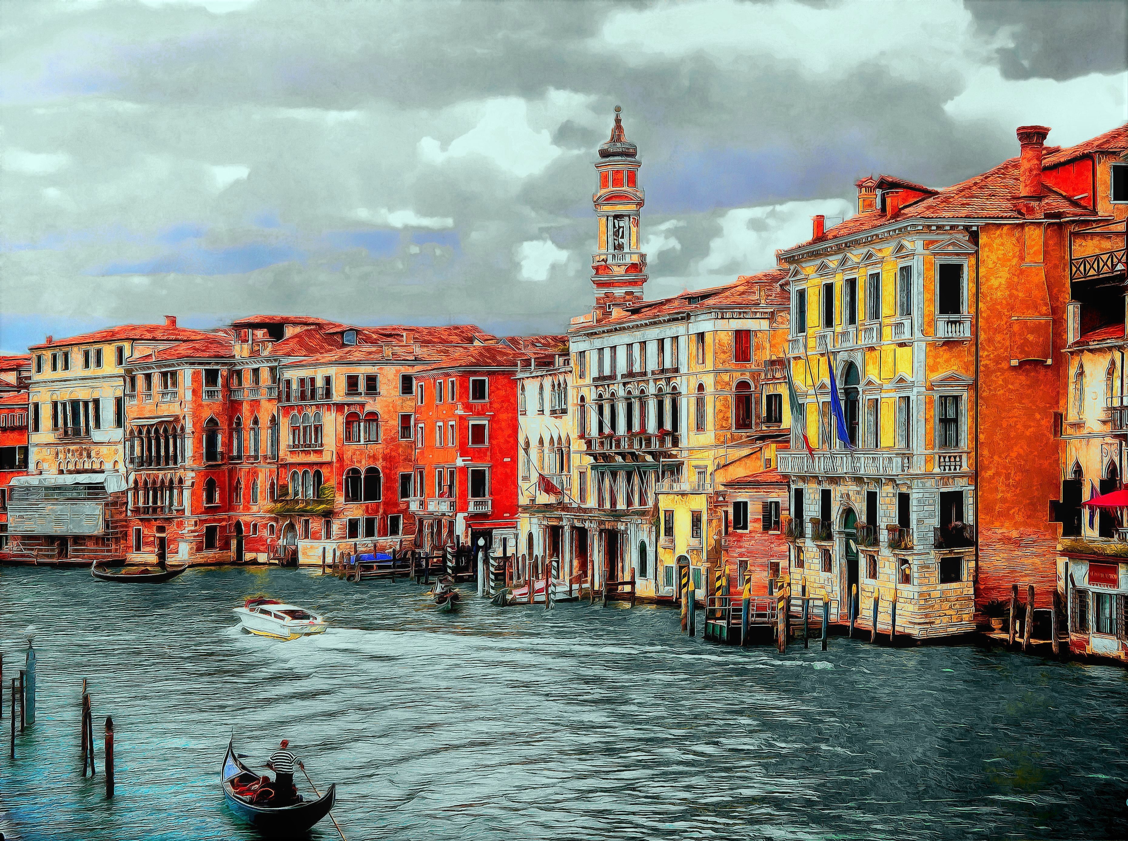man made, venice, building, colorful, gondola, grand canal, italy, cities 5K