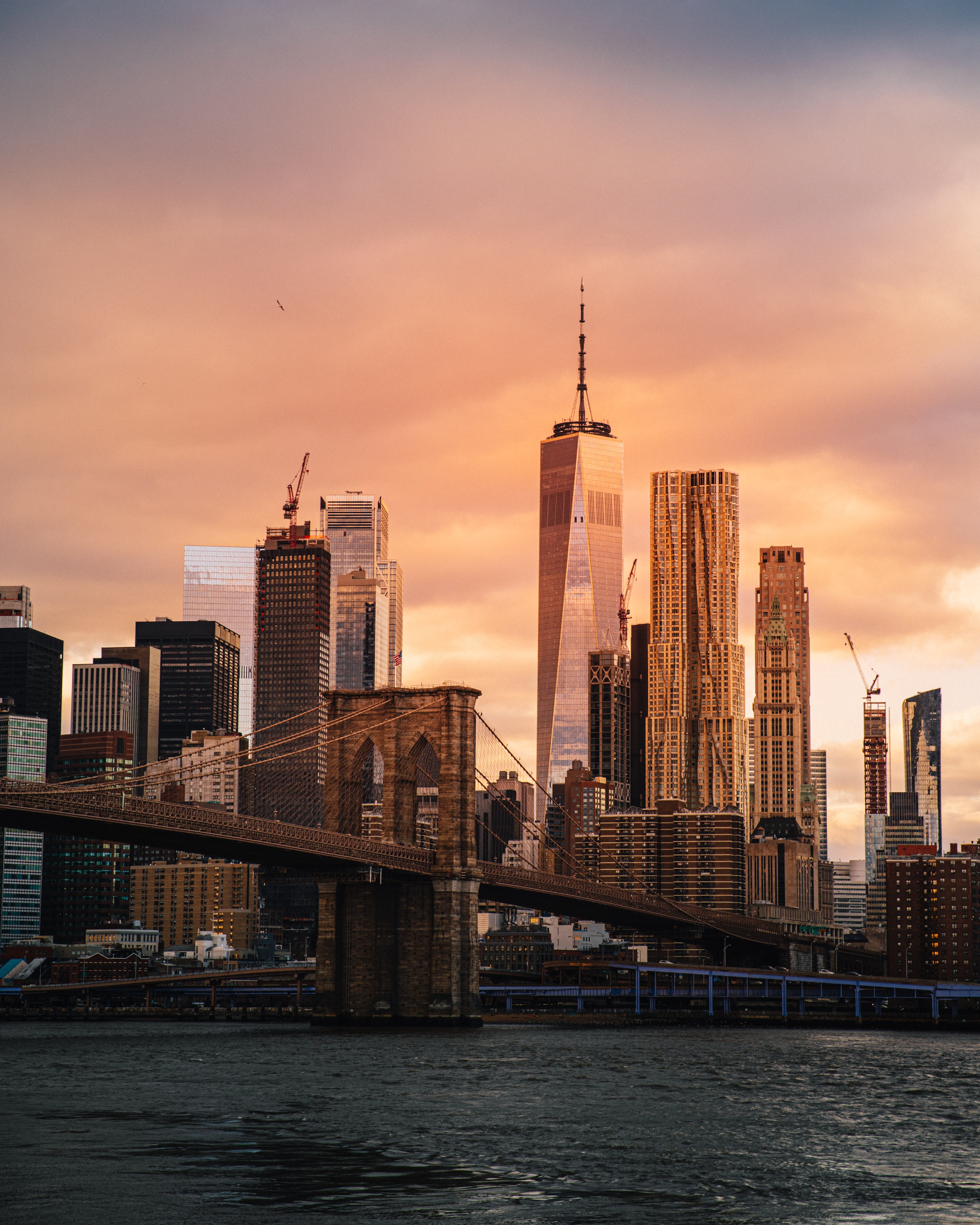 90190 скачать картинку нью йорк, города, архитектура, здания, небоскребы, мост, сша - обои и заставки бесплатно