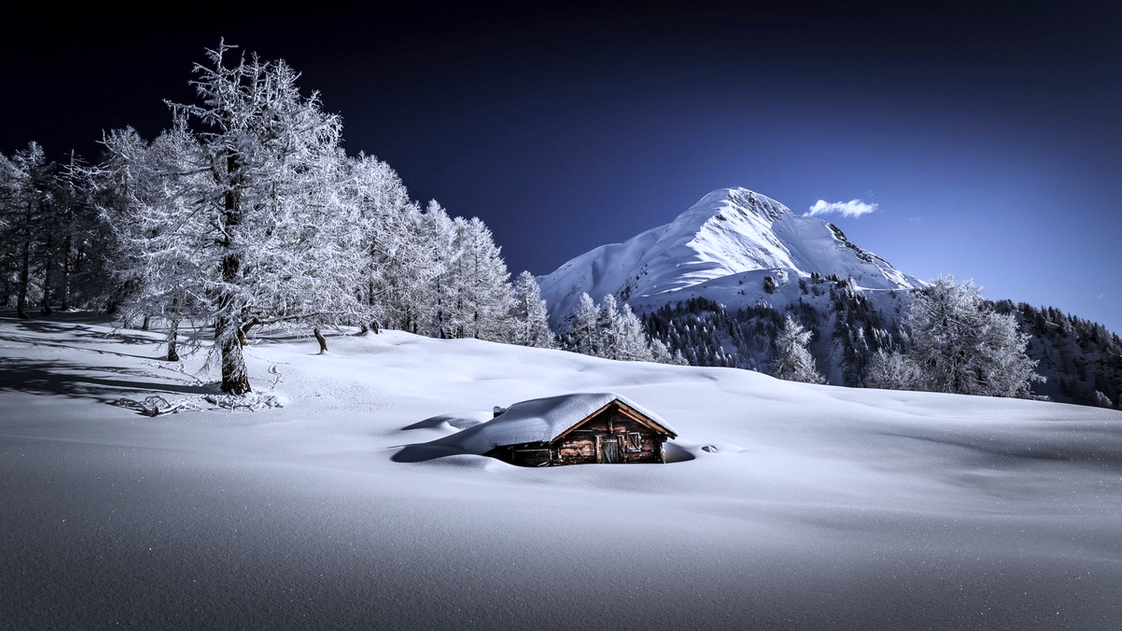 無料モバイル壁紙風景, 冬, 自然, 家, 雪, 山, 写真撮影をダウンロードします。