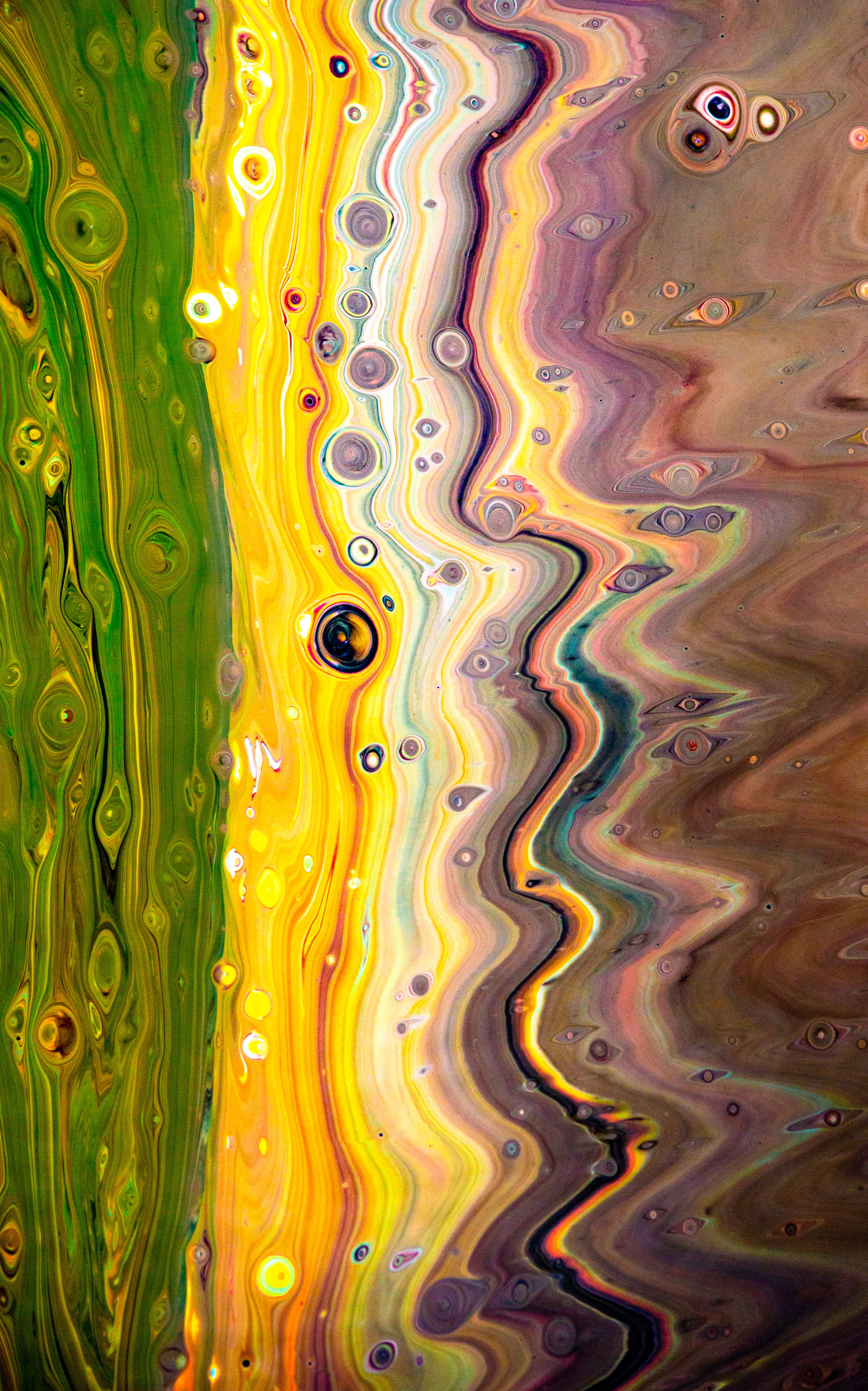 Download mobile wallpaper Mixing, Motley, Divorces, Paint, Multicolored, Liquid, Abstract for free.