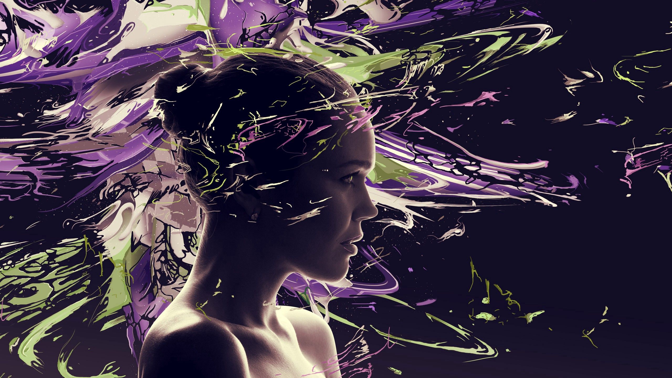 Free download wallpaper Girl, Paint, Profile, Abstract, Face on your PC desktop