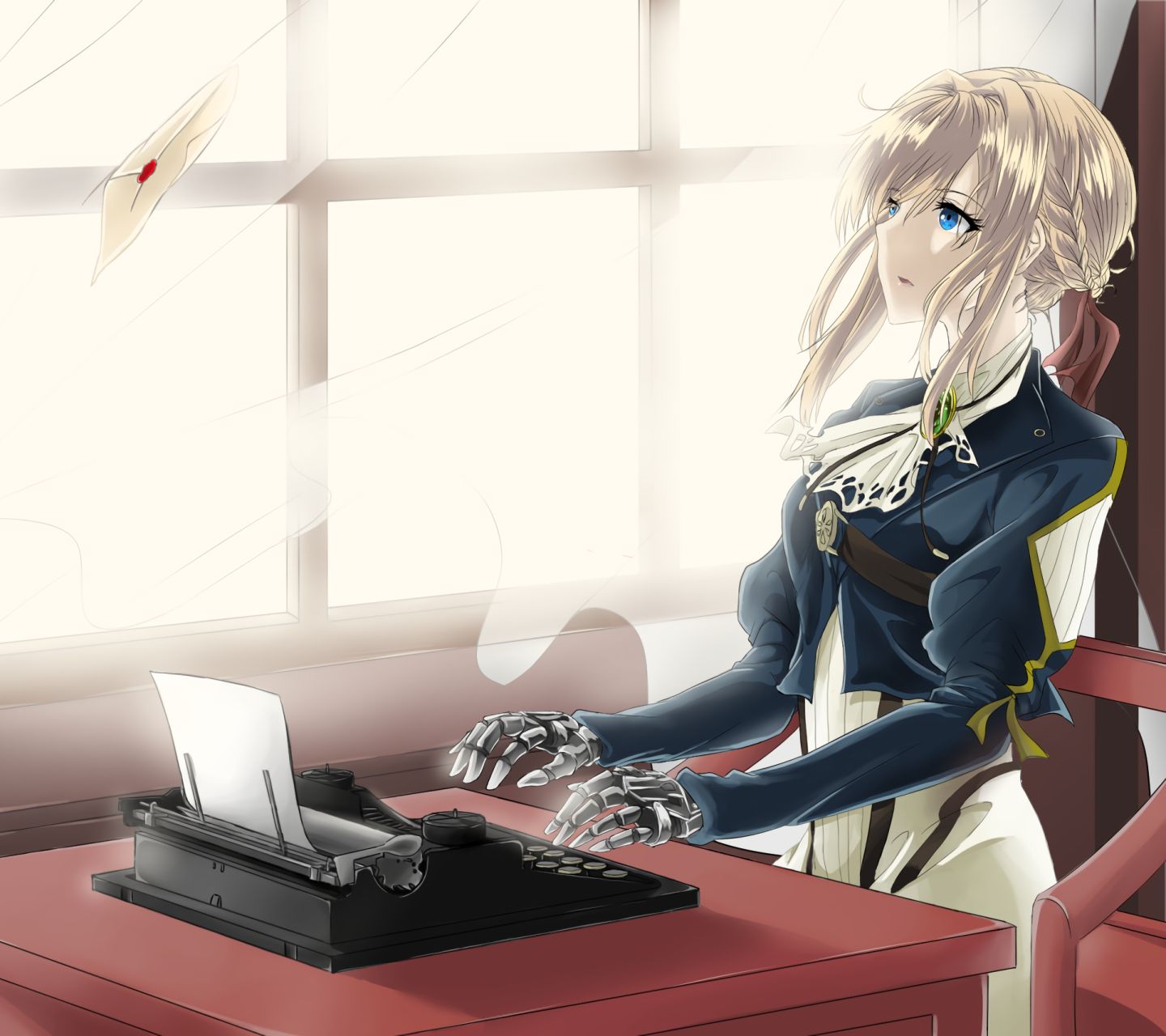 Mobile wallpaper: Anime, Typewriter, Blonde, Blue Eyes, Long Hair, Bow  (Clothing), Violet Evergarden (Character), Violet Evergarden, Violet  Evergarden (Anime), 1297087 download the picture for free.
