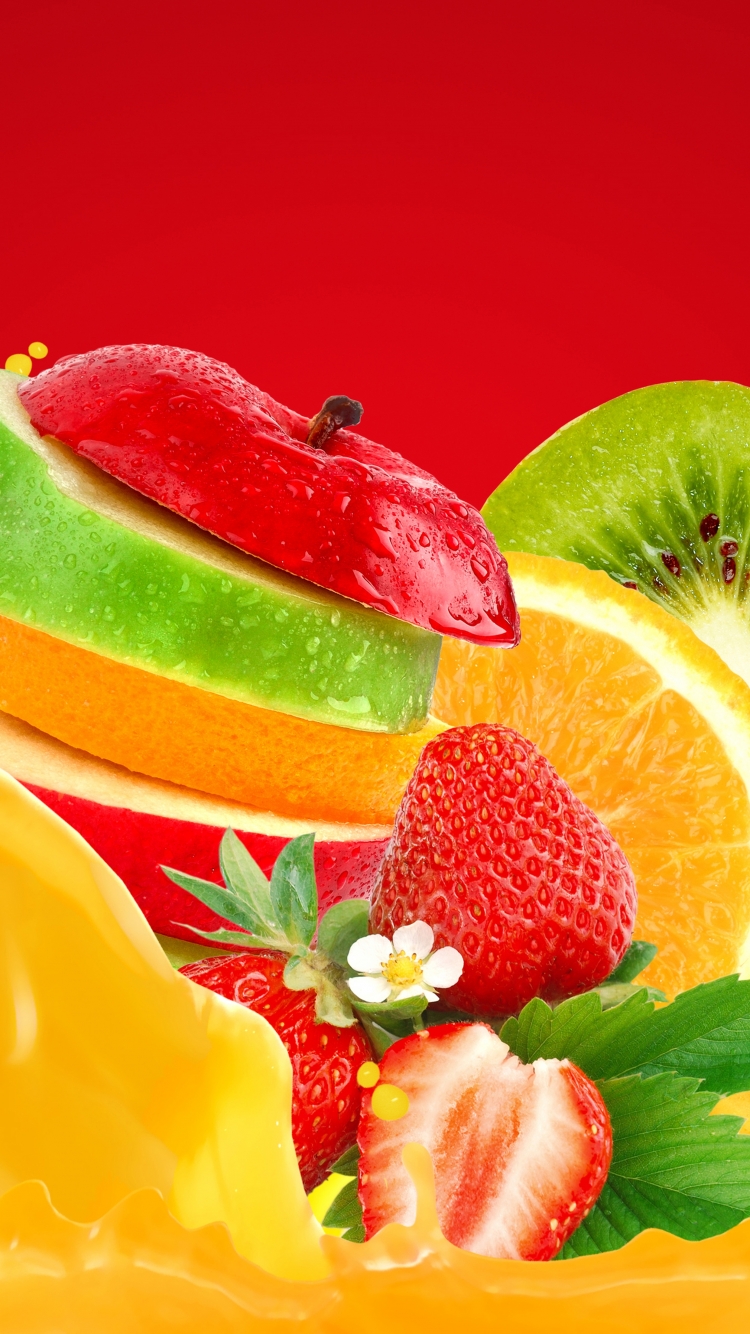 Download mobile wallpaper Fruits, Food, Strawberry, Apple, Kiwi, Fruit, Orange (Fruit) for free.