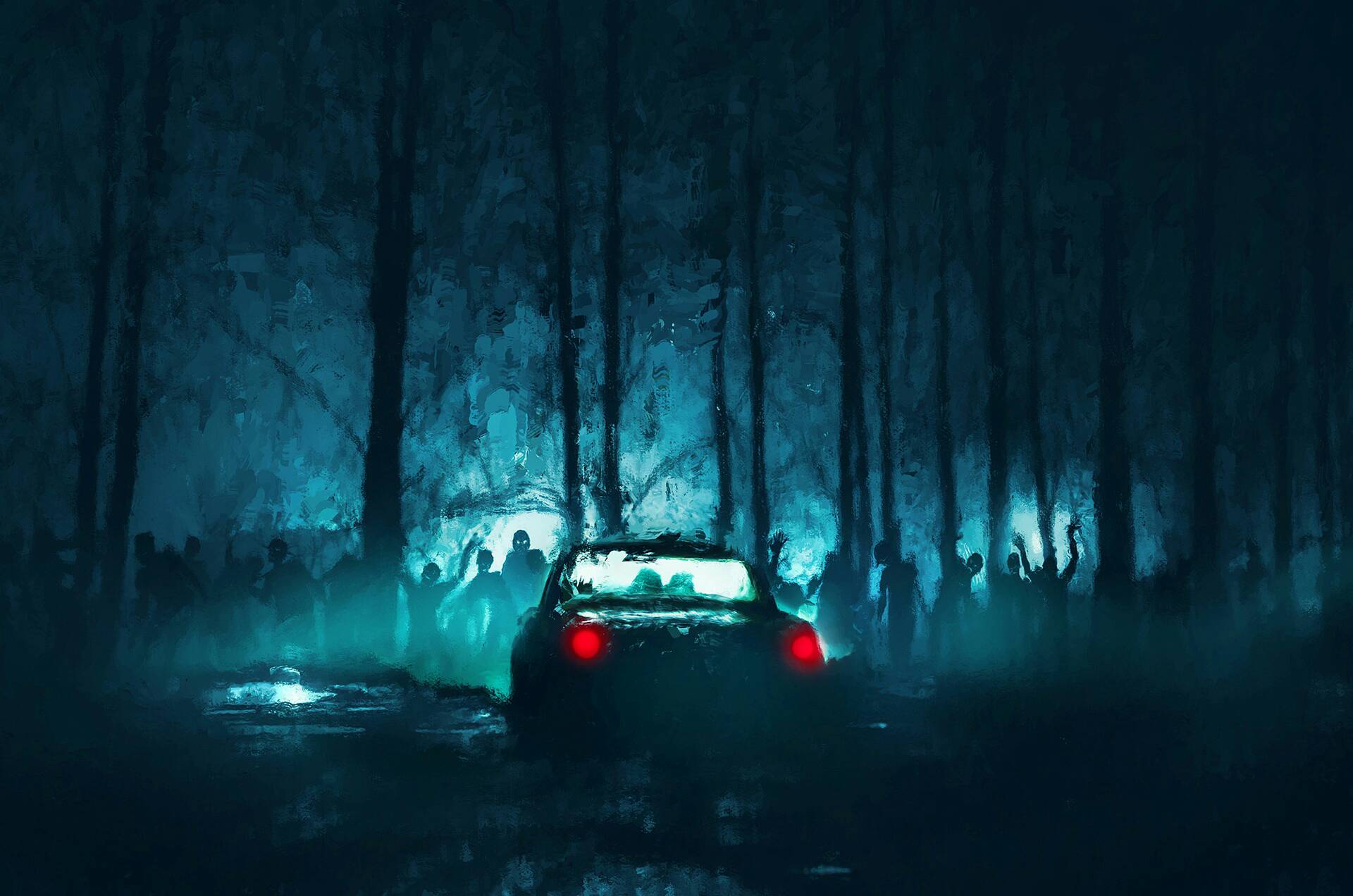 Машина в темном лесу