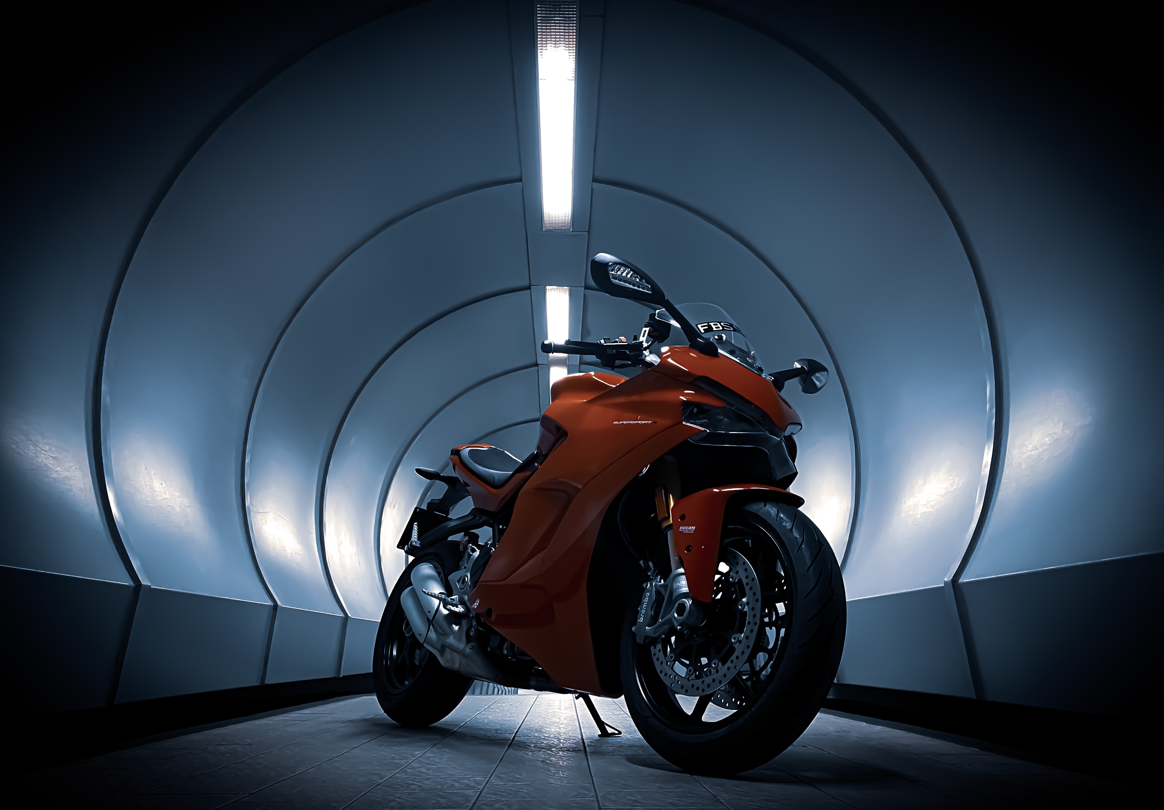 ducati, tunnel, motorcycles, red, motorcycle