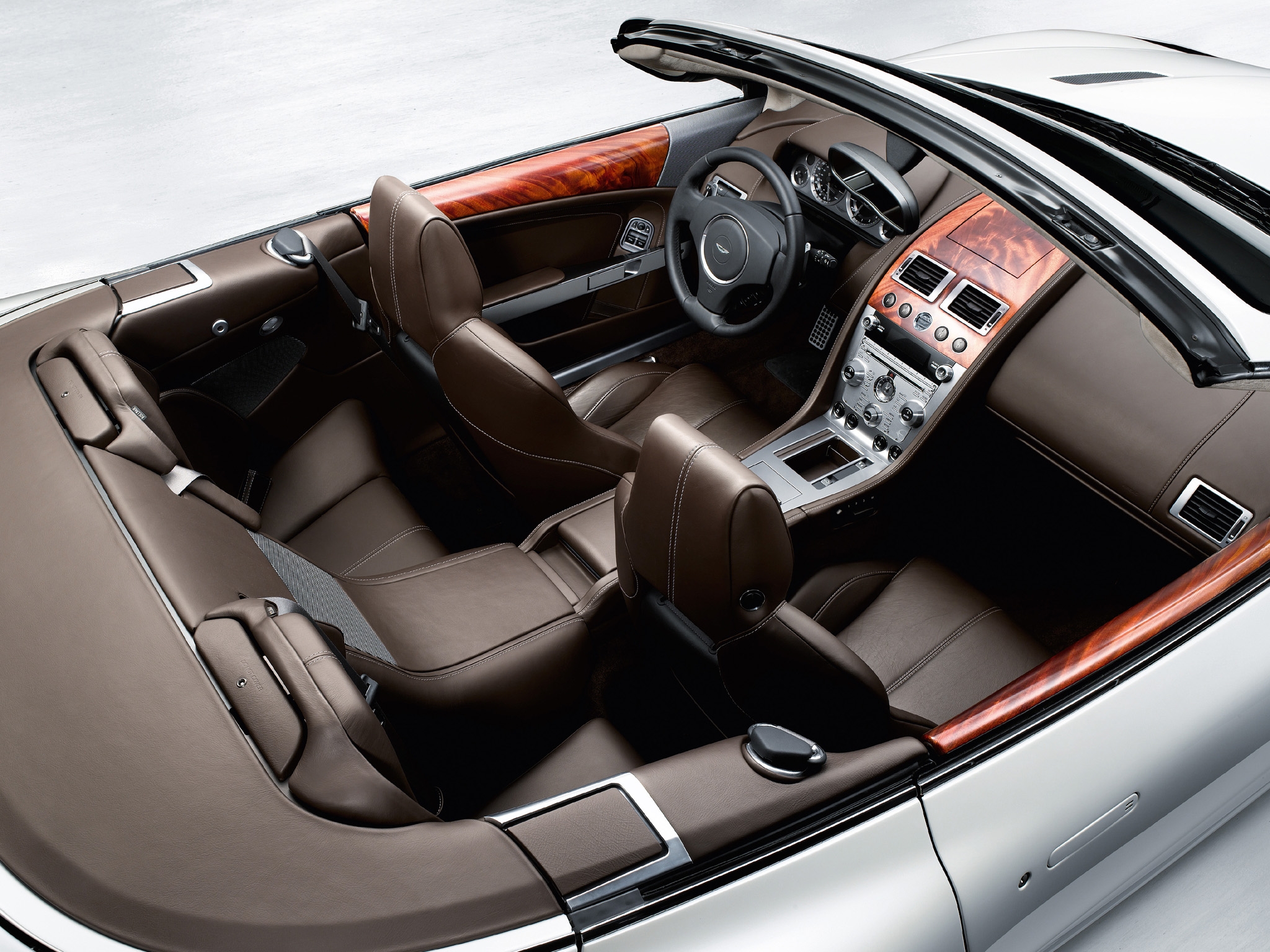 steering wheel, interior, aston martin, cars, view from above, brown, 2008, rudder, salon, speedometer, db9 4K for PC