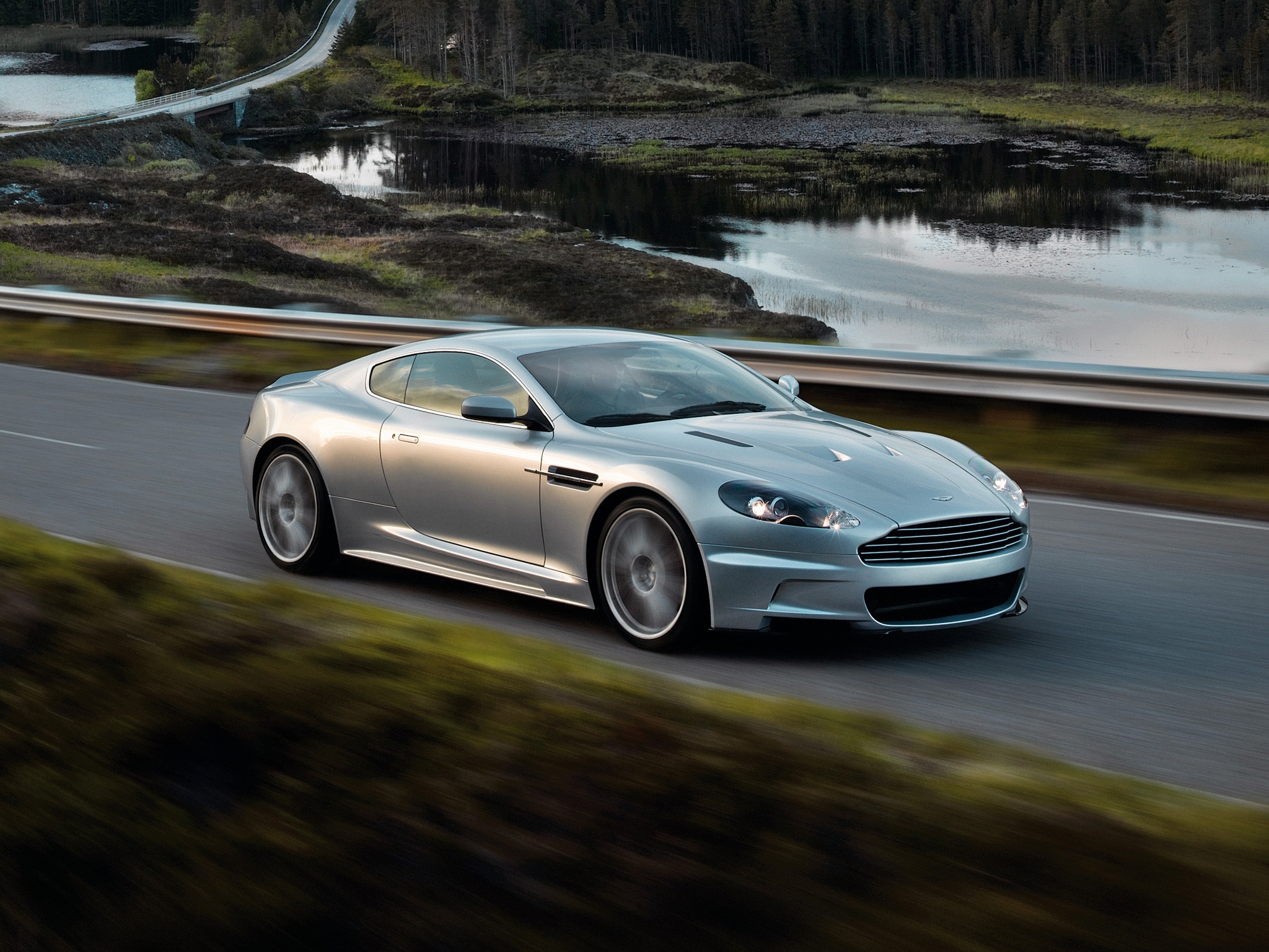 speed, auto, nature, aston martin, cars, side view, dbs, 2008, silver metallic phone background