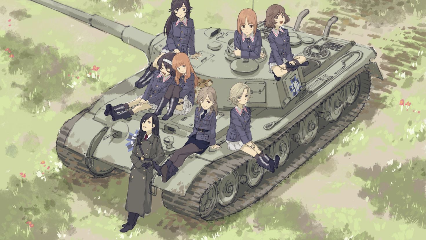 Тянки и танки. Аниме танкистки Дуче. Аниме танкистки Рейх. Girls und Panzer тигр 2. Girls und Panzer танк.