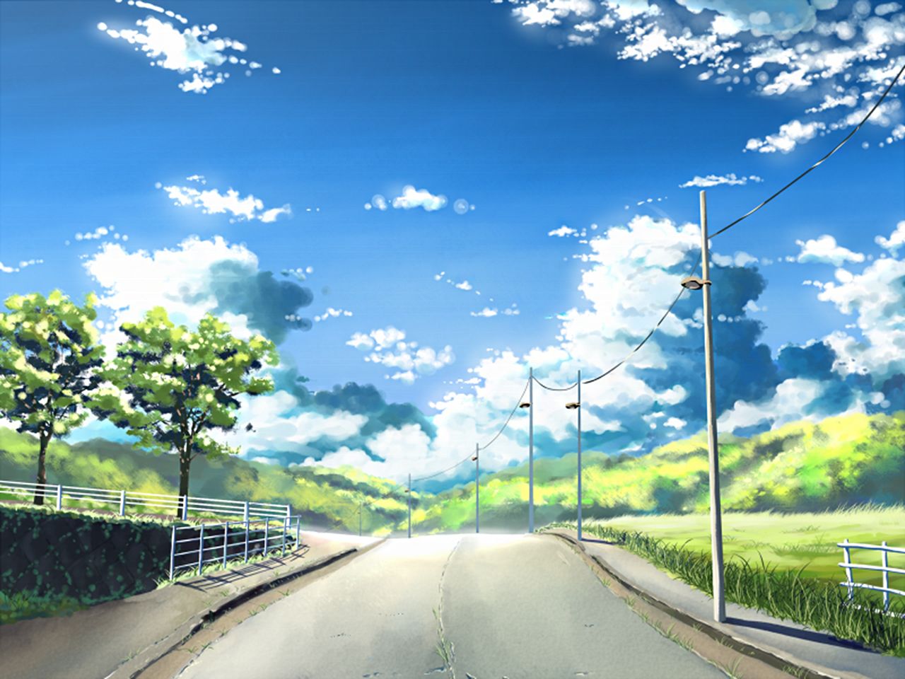 1496623 descargar fondo de pantalla animado, paisaje, nube, césped, la carretera, cielo, sol: protectores de pantalla e imágenes gratis