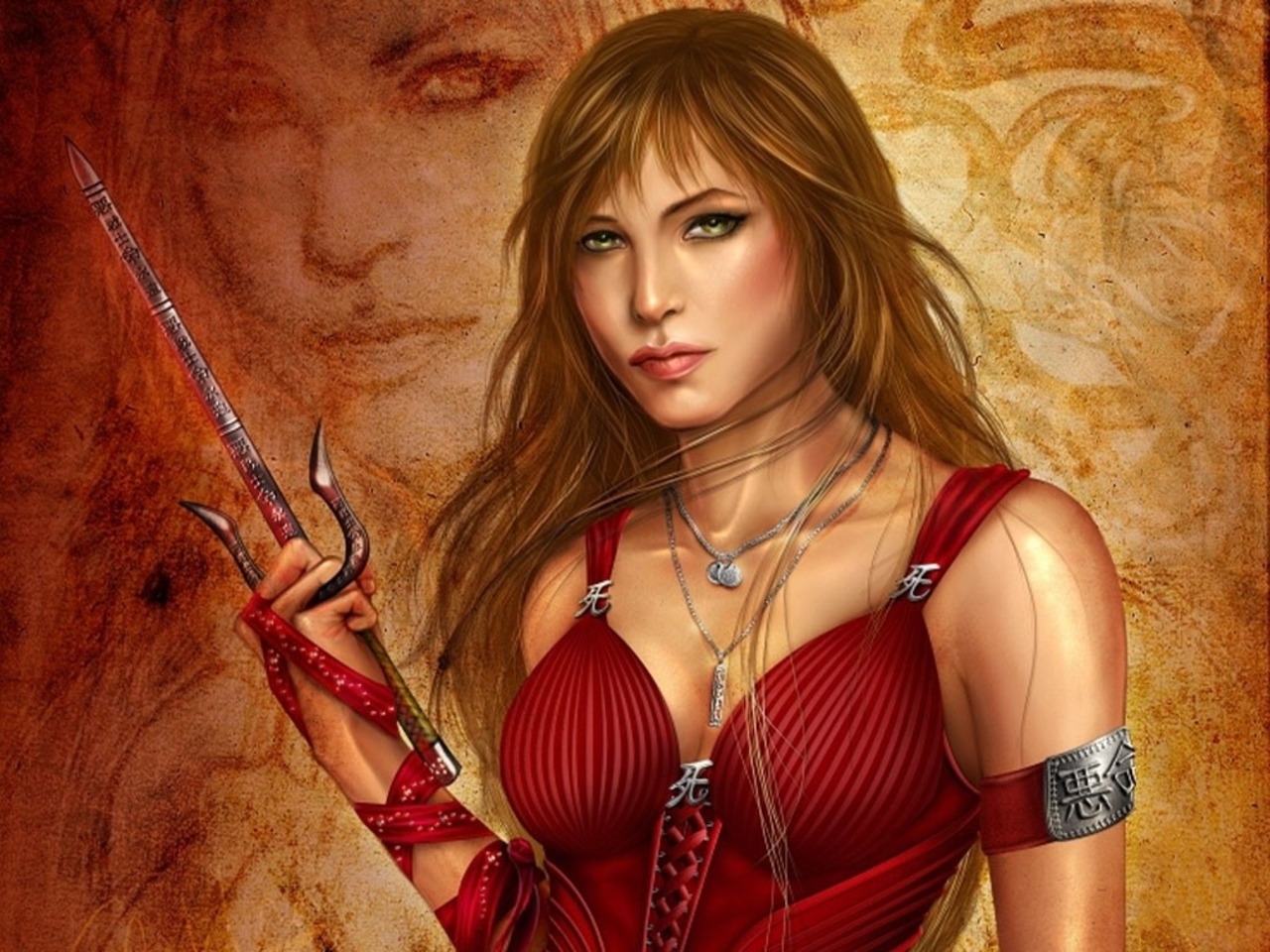 fantasy, women warrior, dagger iphone wallpaper