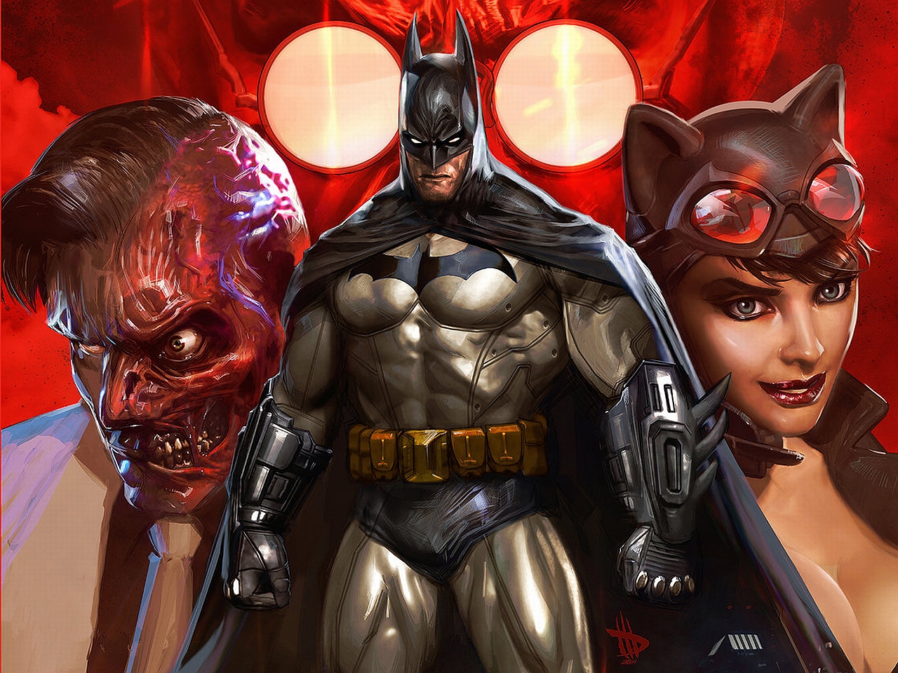 PC Wallpapers batman, comics, catwoman, two face