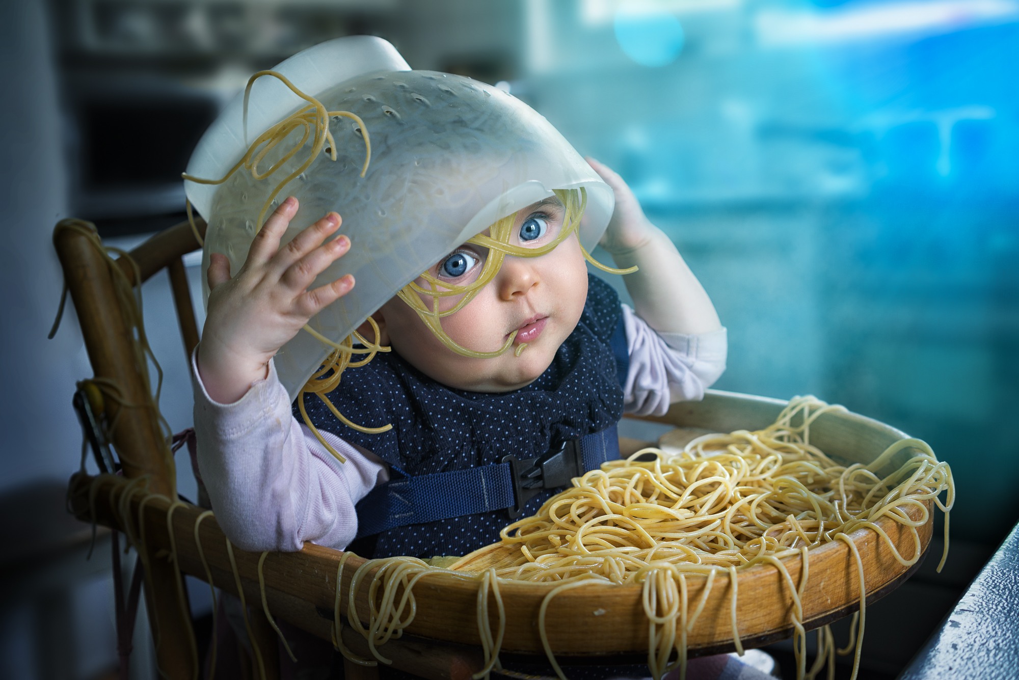 baby, photography, humor, spaghetti HD wallpaper