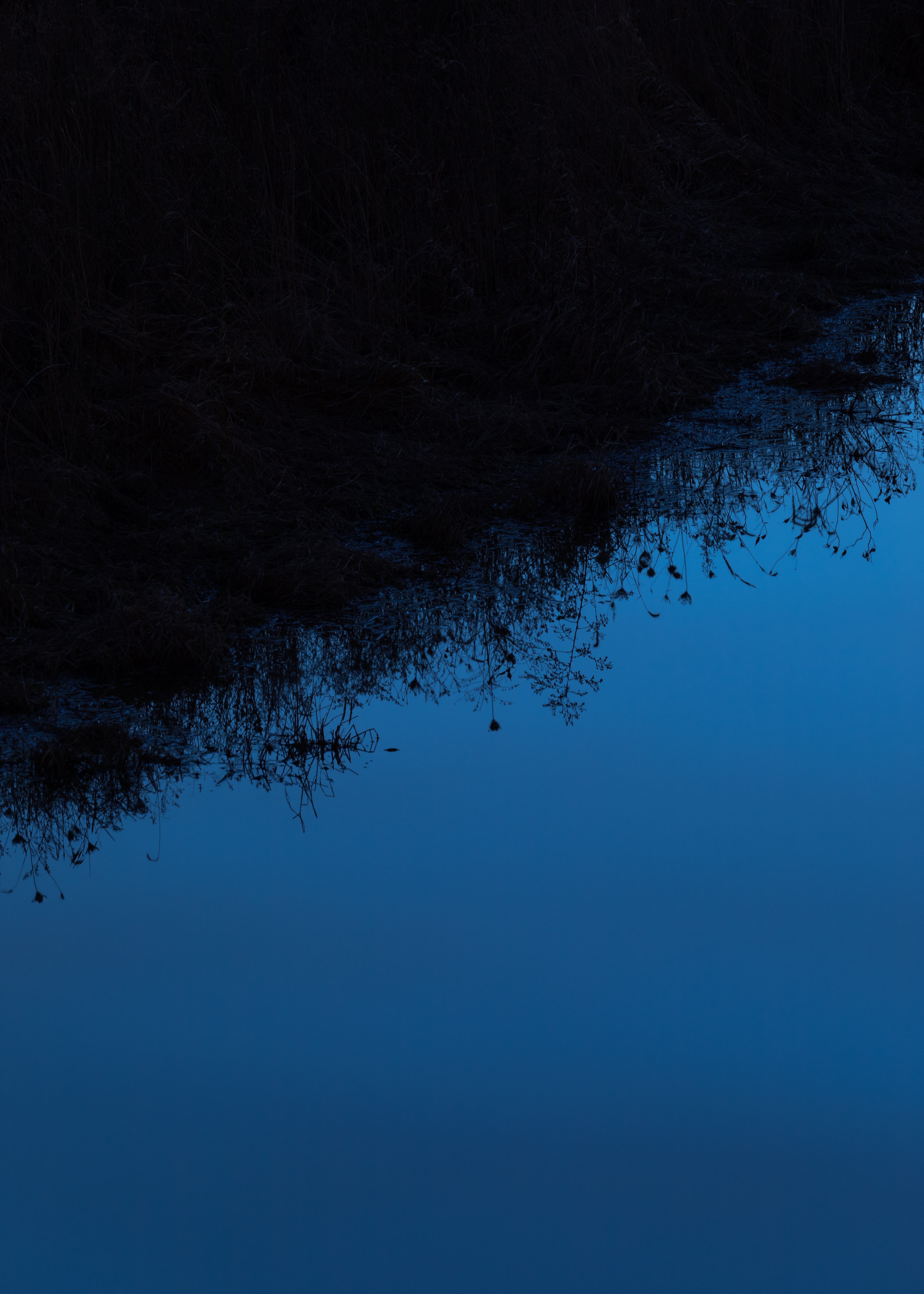 Download mobile wallpaper Sky, Reflection, Silhouettes, Water, Grass, Dark for free.