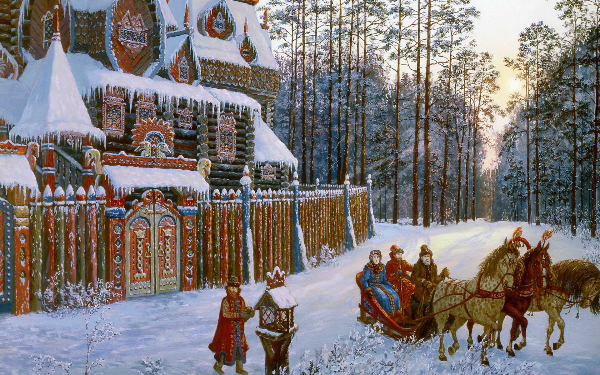 Russian Winter snow people painting church landscape HD wallpaper   Peakpx