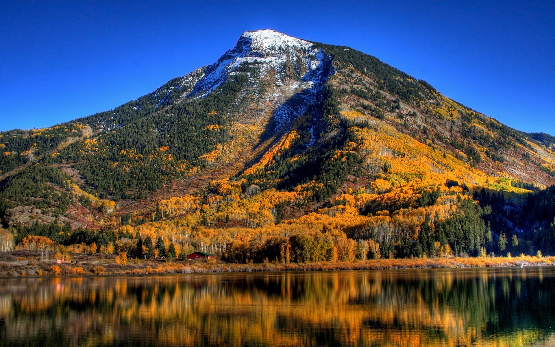 Скачать картинку Горы, Озера, Пейзаж, Осень в телефон бесплатно.