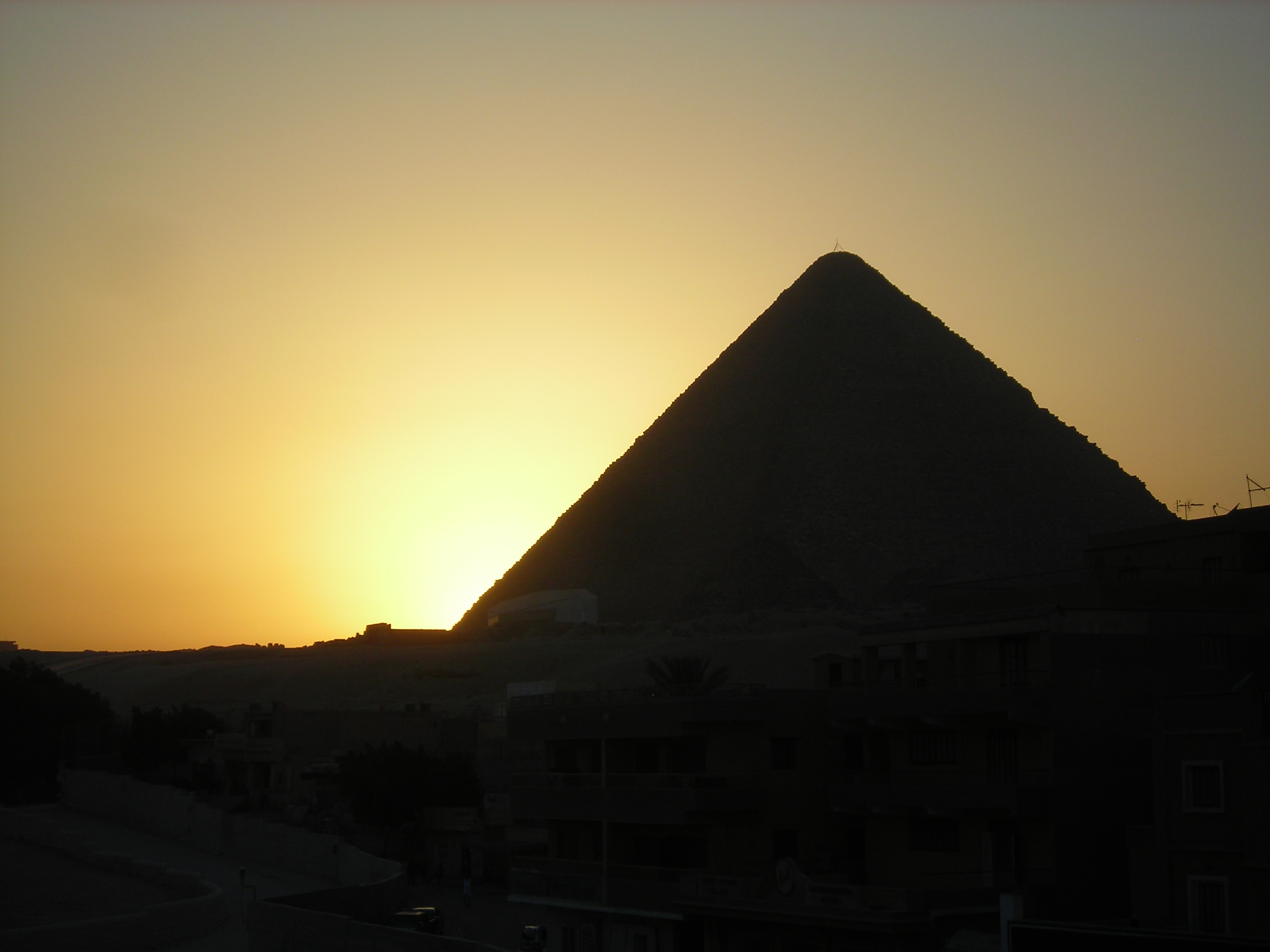 man made, pyramid, sunset