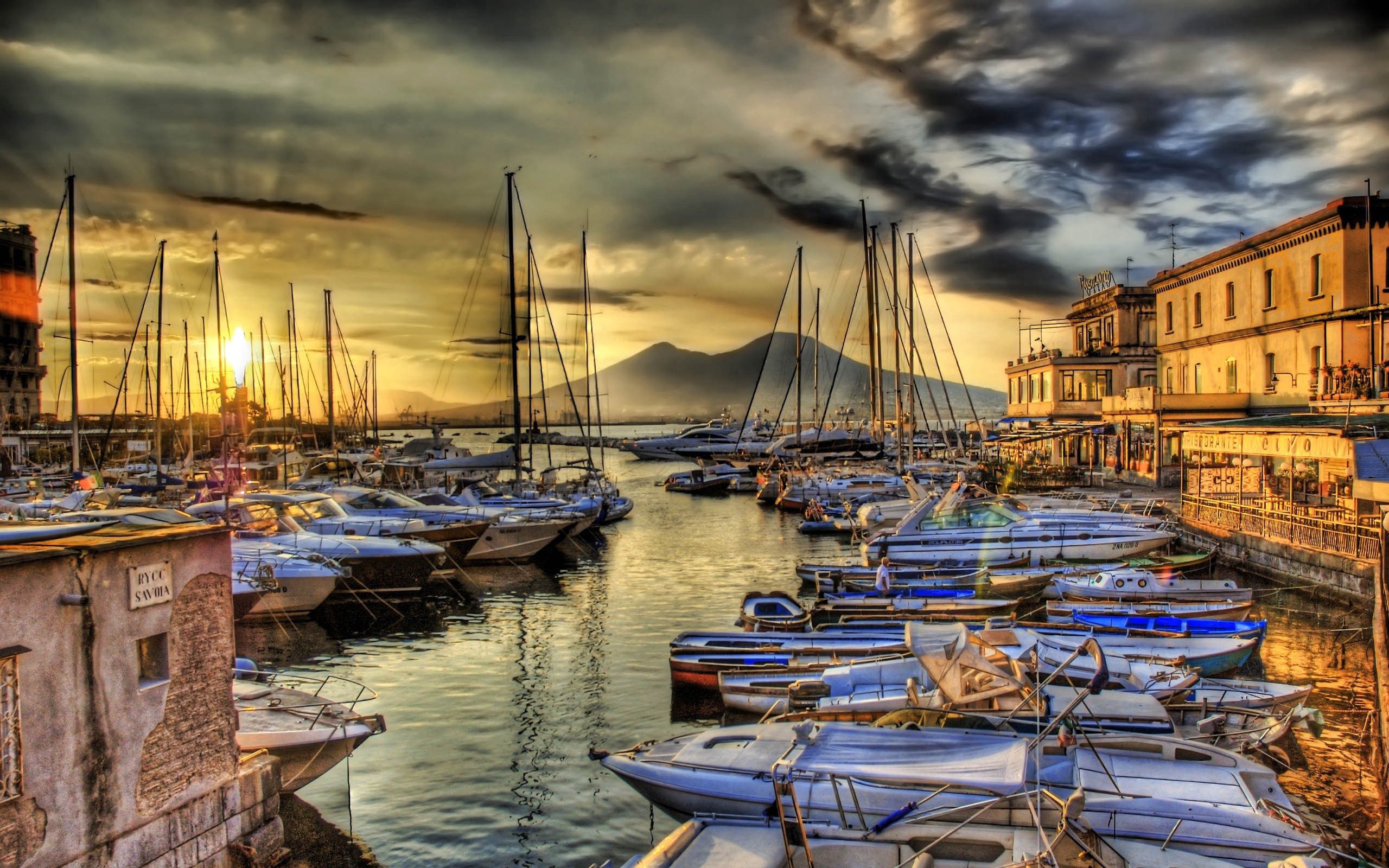 Free download wallpaper Wharf, Berth, Boats, Naples, Cities, Sea, Pier, Hdr, Italy on your PC desktop
