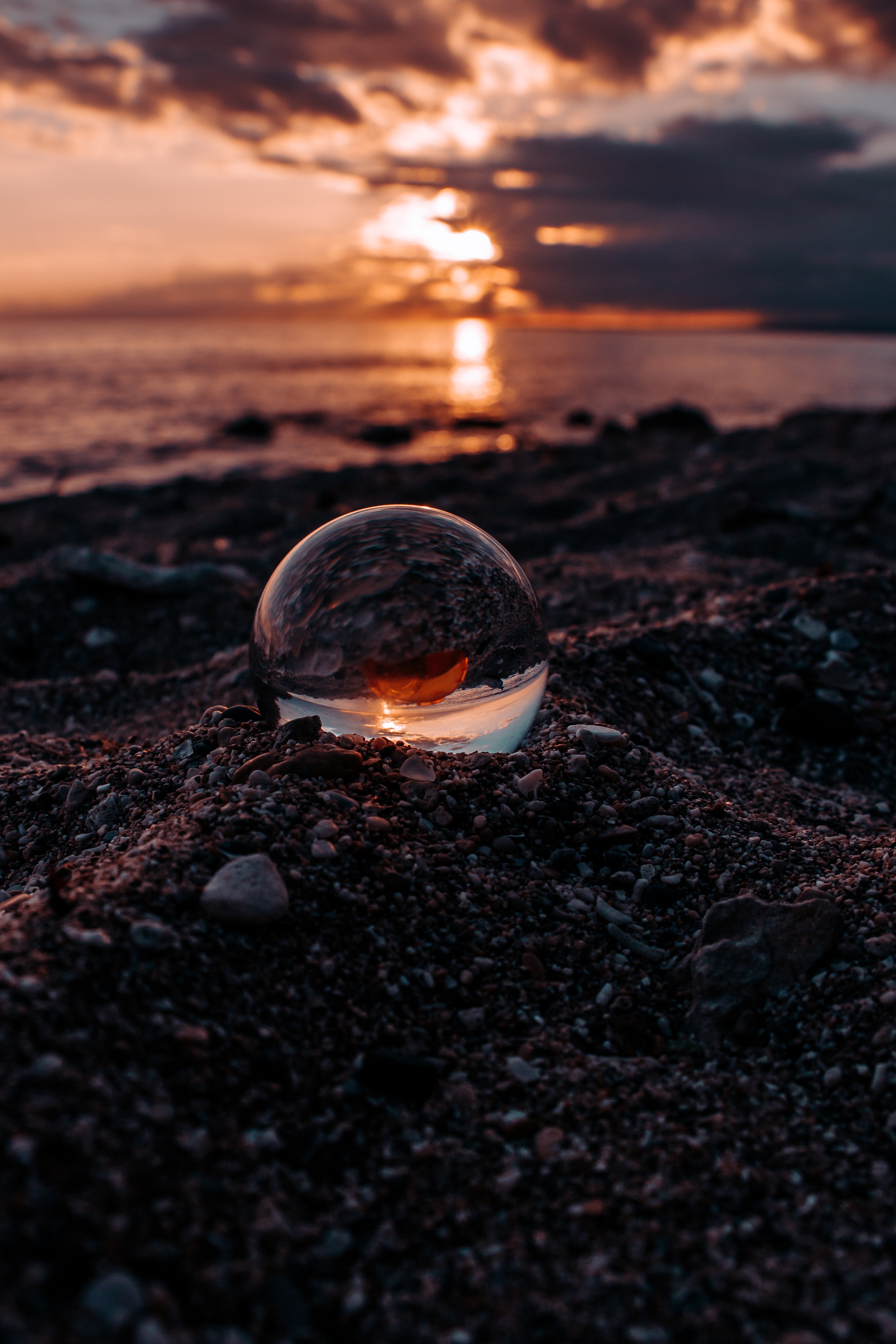 sunset, blur, smooth, macro, glass, ball Free Stock Photo