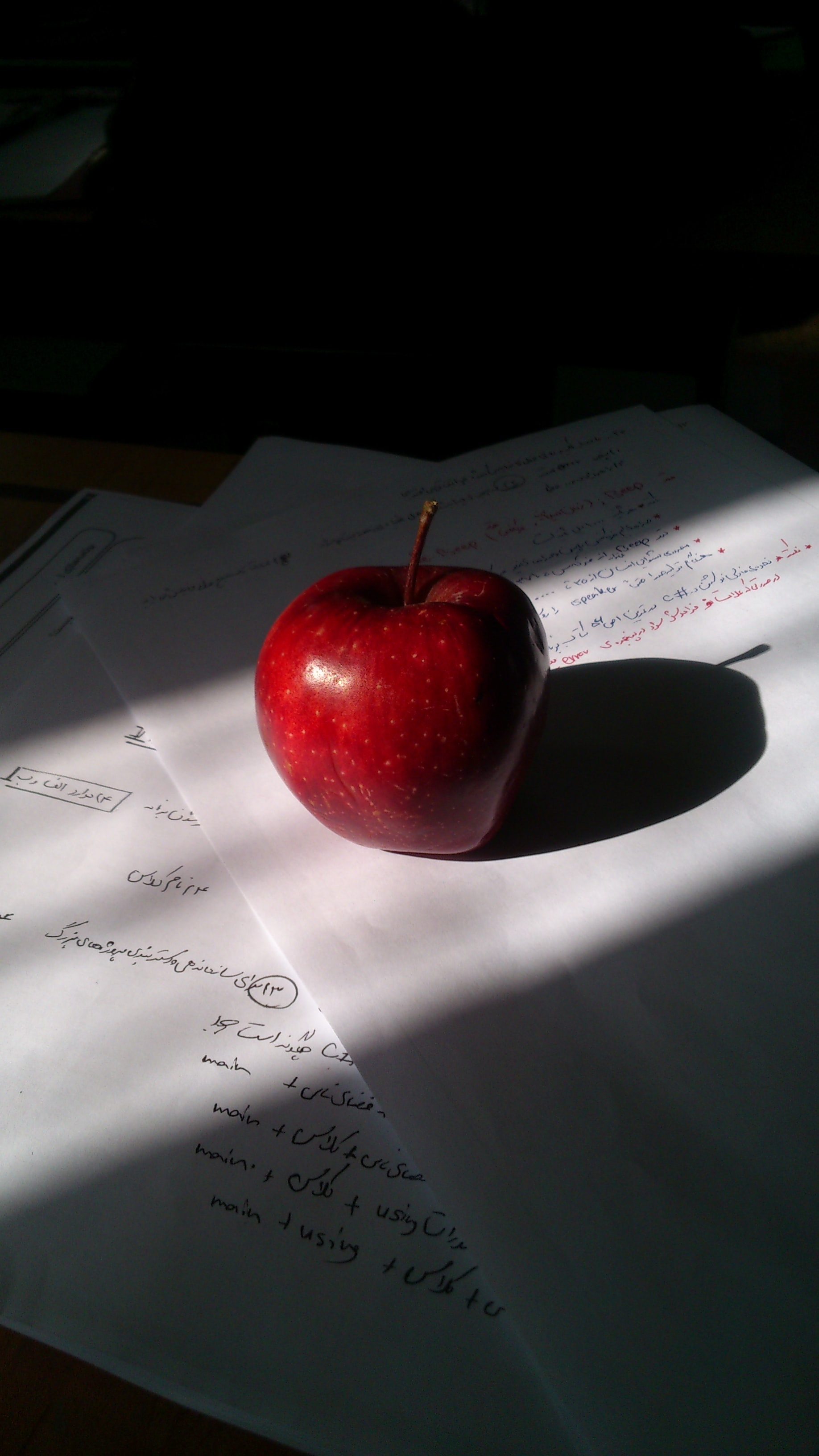 apple, food, red, fruit, paper, notes Full HD