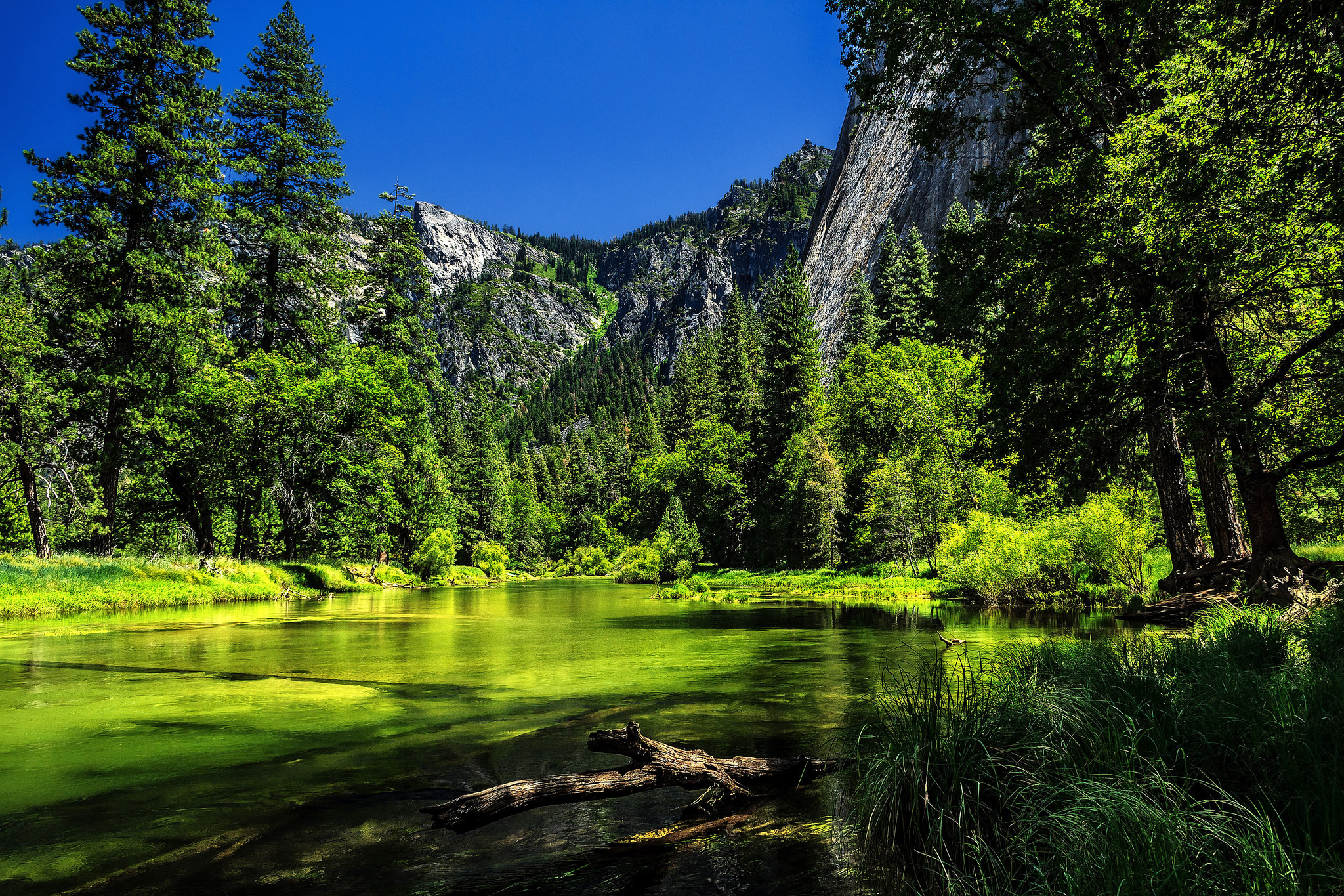388666 Hintergrundbild herunterladen natur, erde/natur, yosemite nationalpark, kalifornien, wald, grün, see, gebirge, nationalpark - Bildschirmschoner und Bilder kostenlos