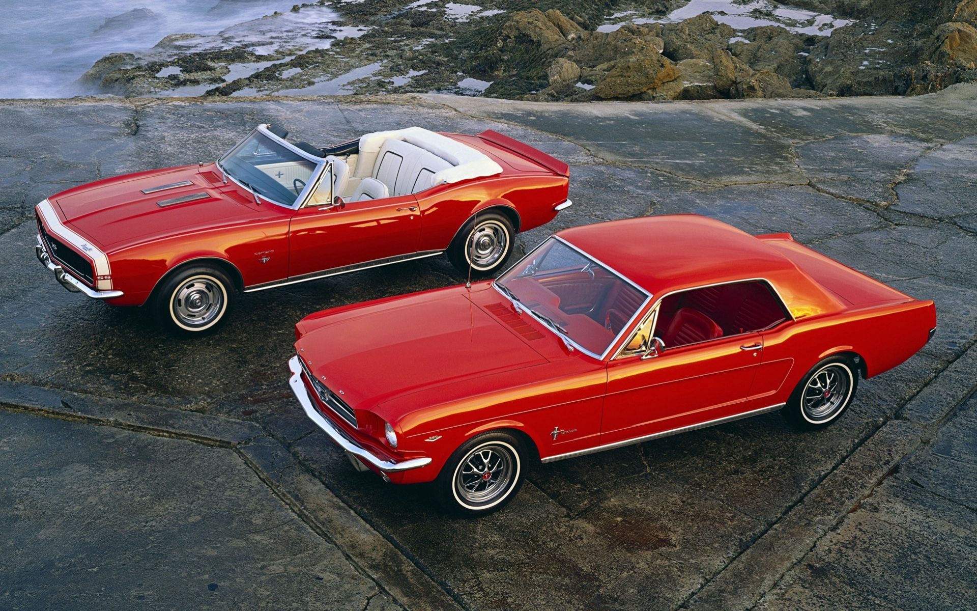 67051 скачать обои 1967, ford mustang, тачки (cars), convertible, muscle cars, 1964, hardtop coupe, chevrolet camaro ss - заставки и картинки бесплатно