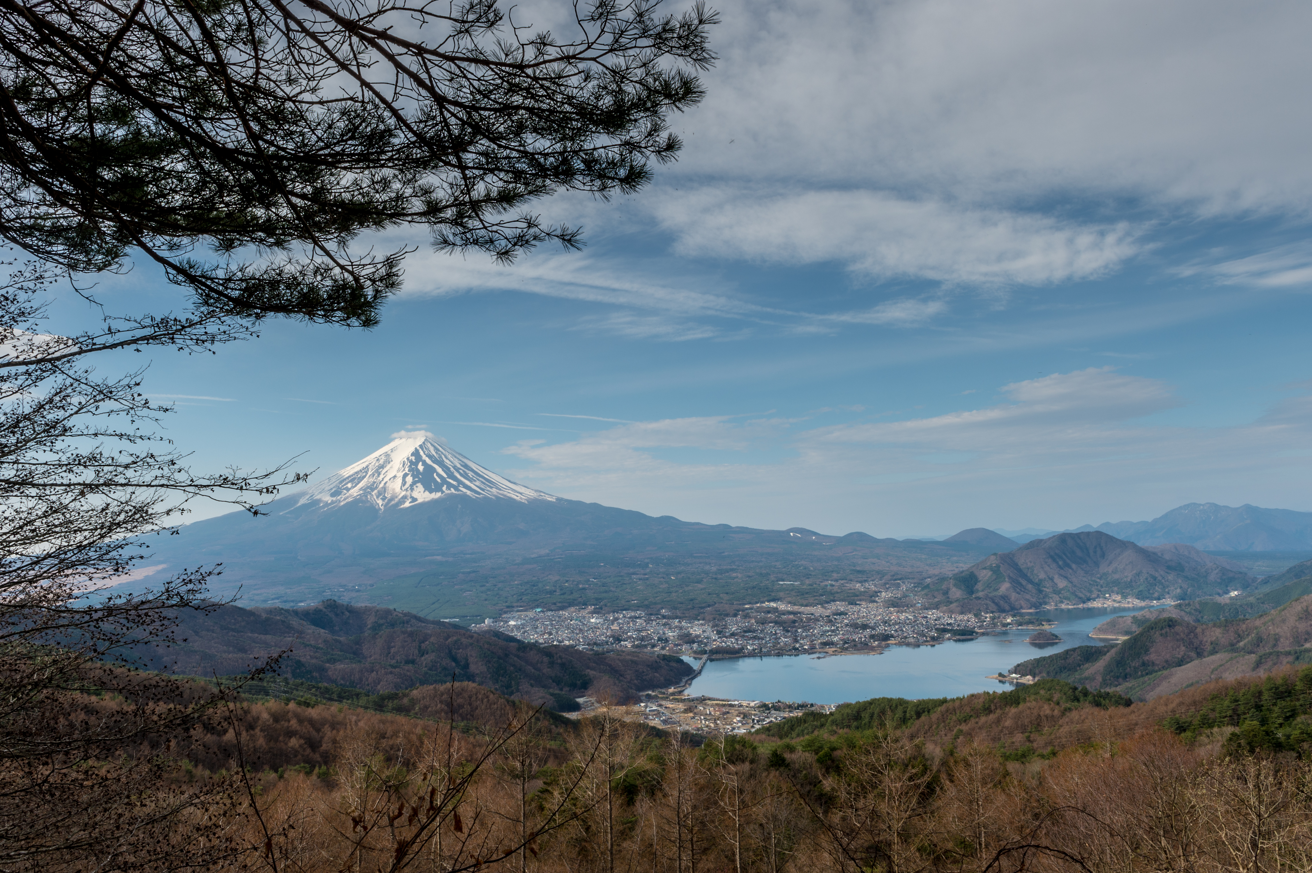 無料モバイル壁紙河口湖, 山梨県, 富士山, 日本, 火山, 春, 地球をダウンロードします。