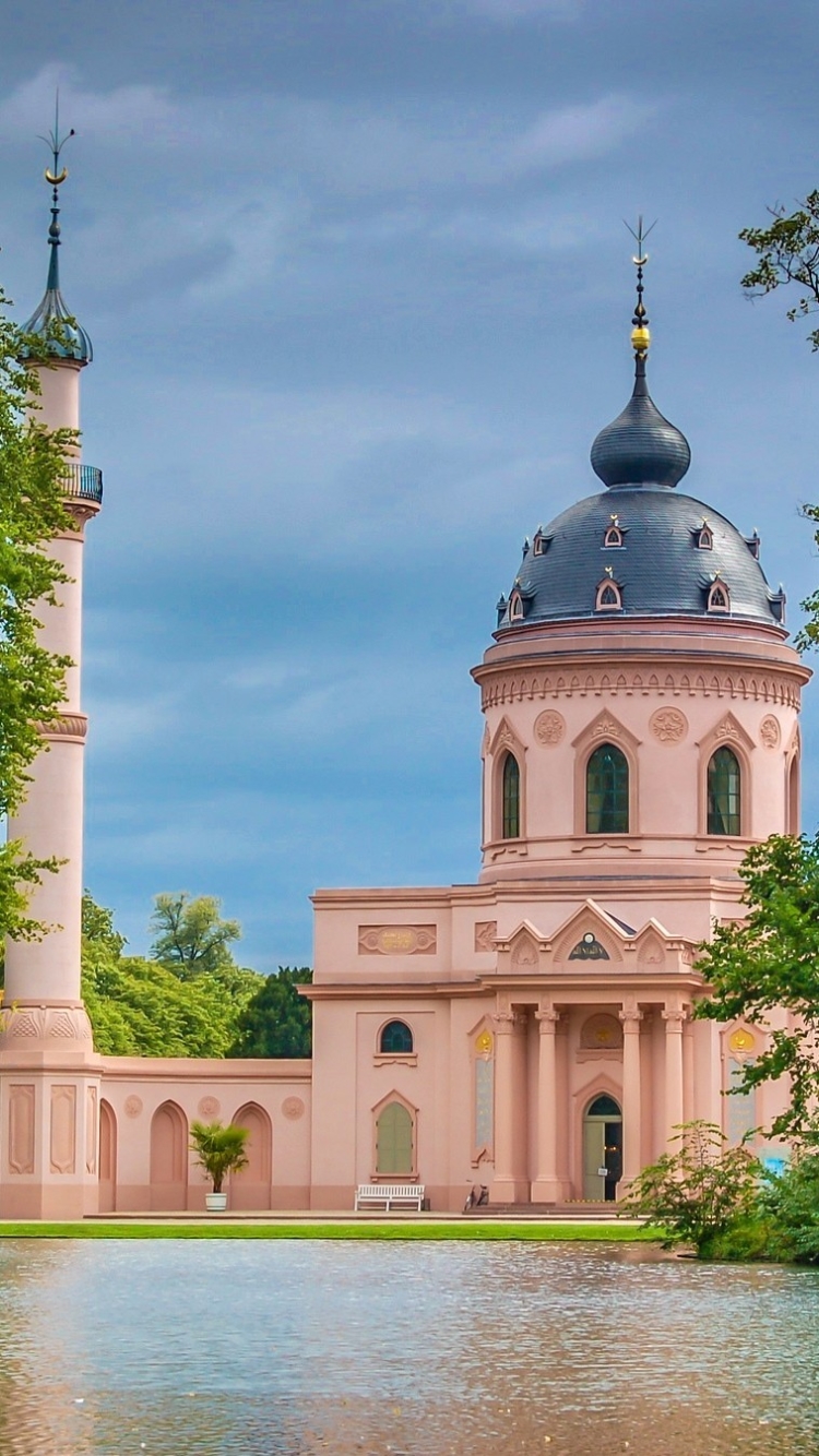 1135554 скачать обои мечеть шветцинген, религиозные, германия, баден вюртемберг, розовая мечеть, шветцинген, мечеть, мечети - заставки и картинки бесплатно