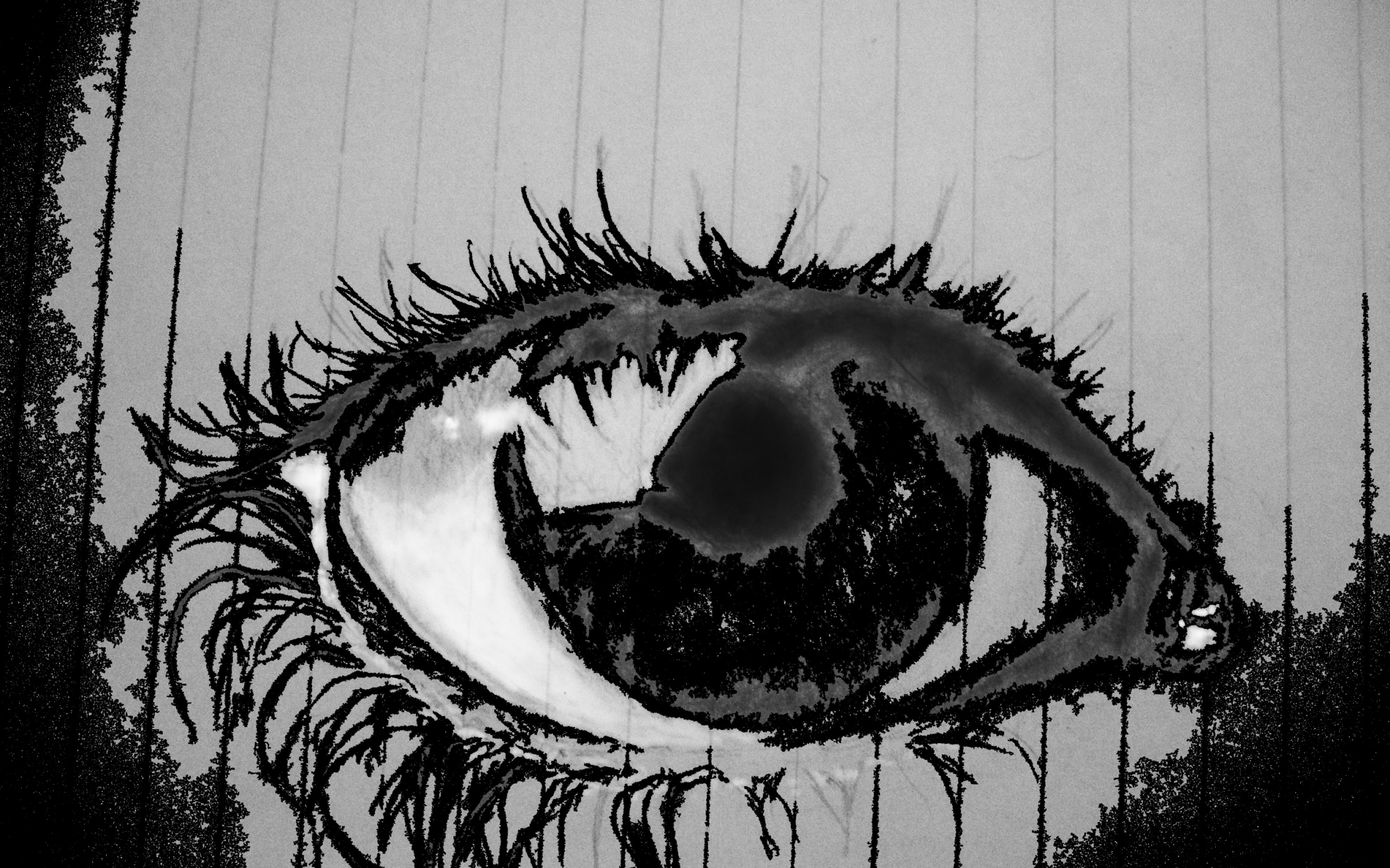 Граффити глаз черно белый