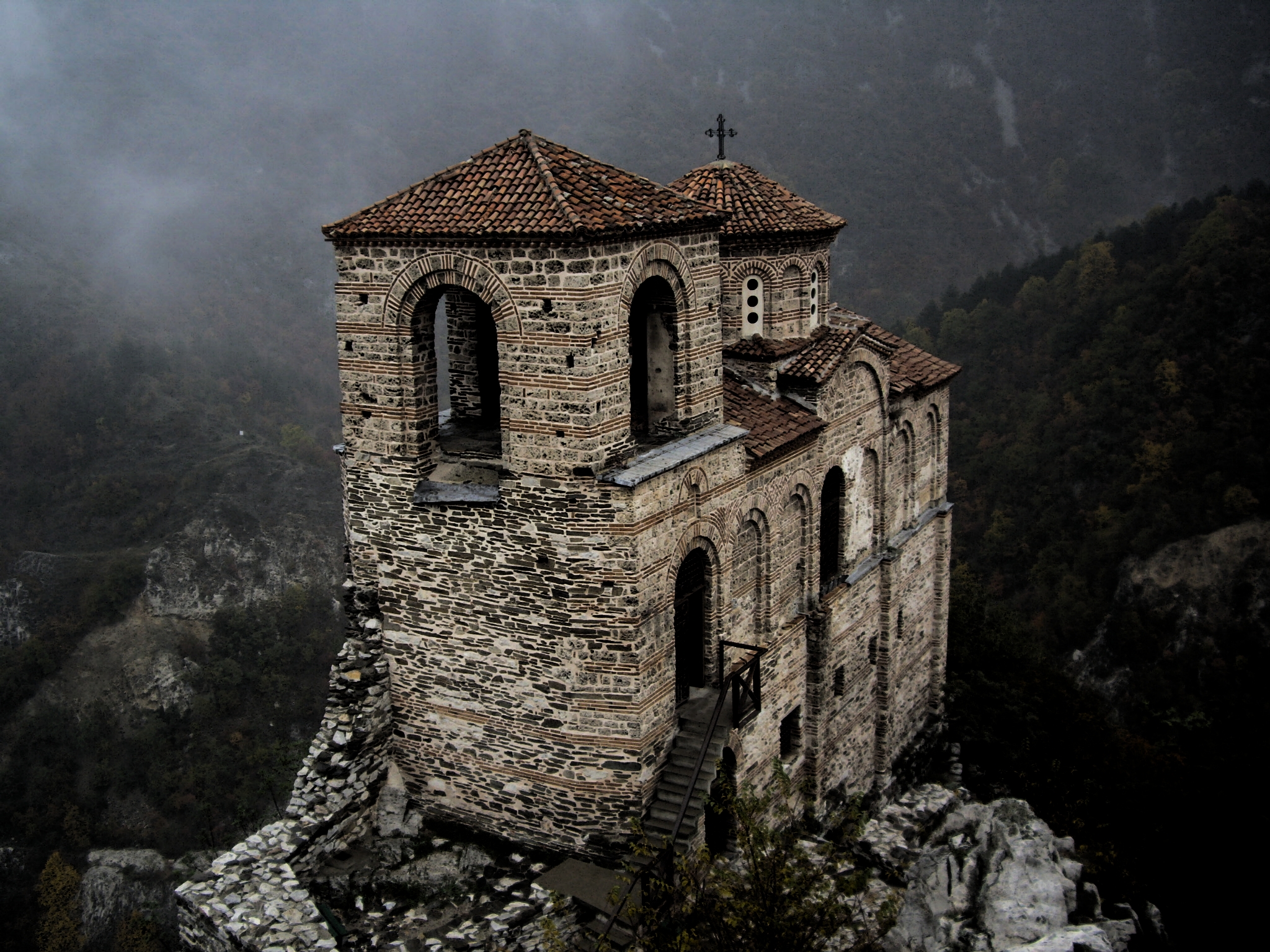 church of the holy mother of god asen's fortress, dark, religious, castle, fortress, churches