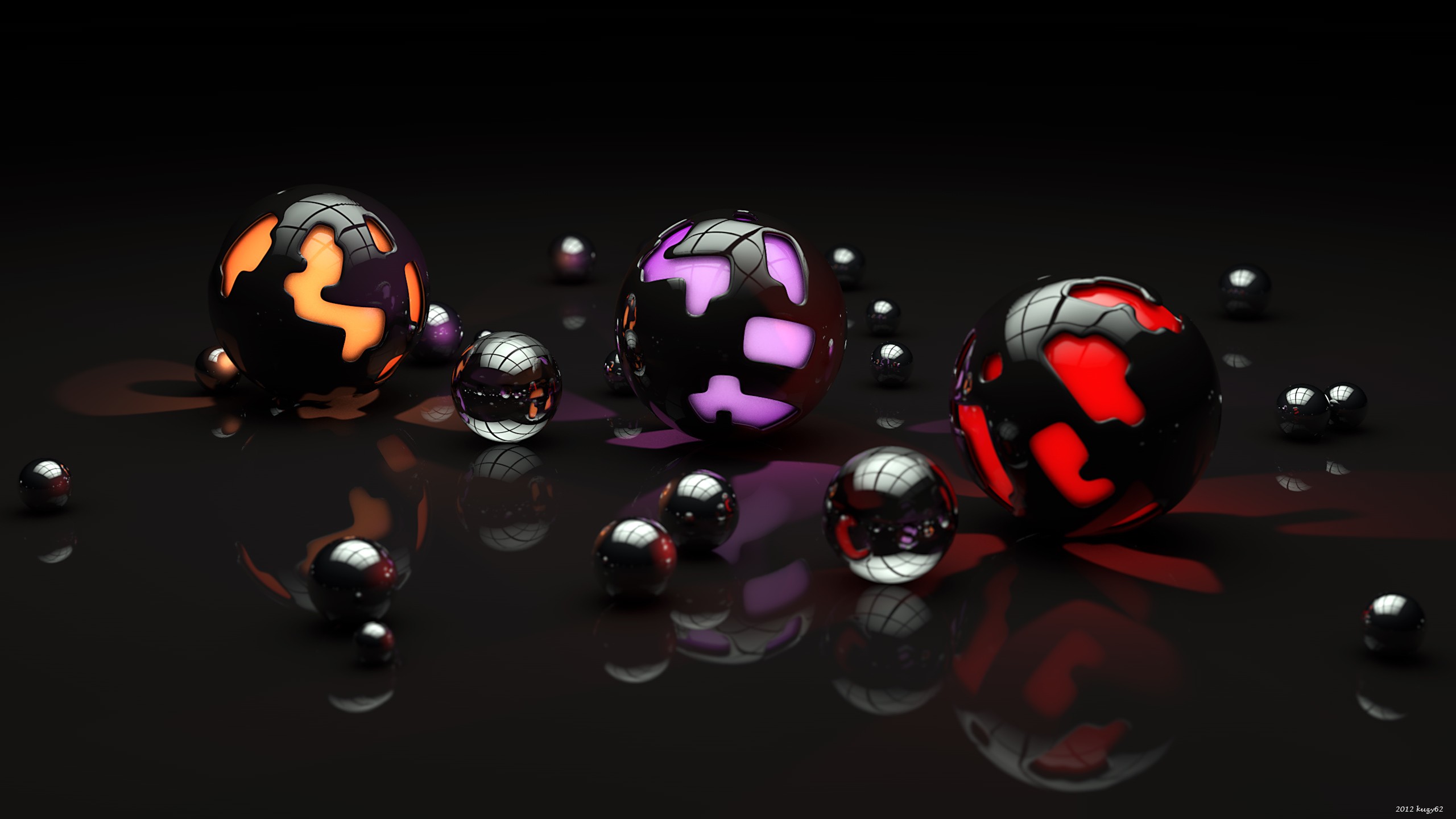 black, 3d art, ball, sphere, artistic Full HD