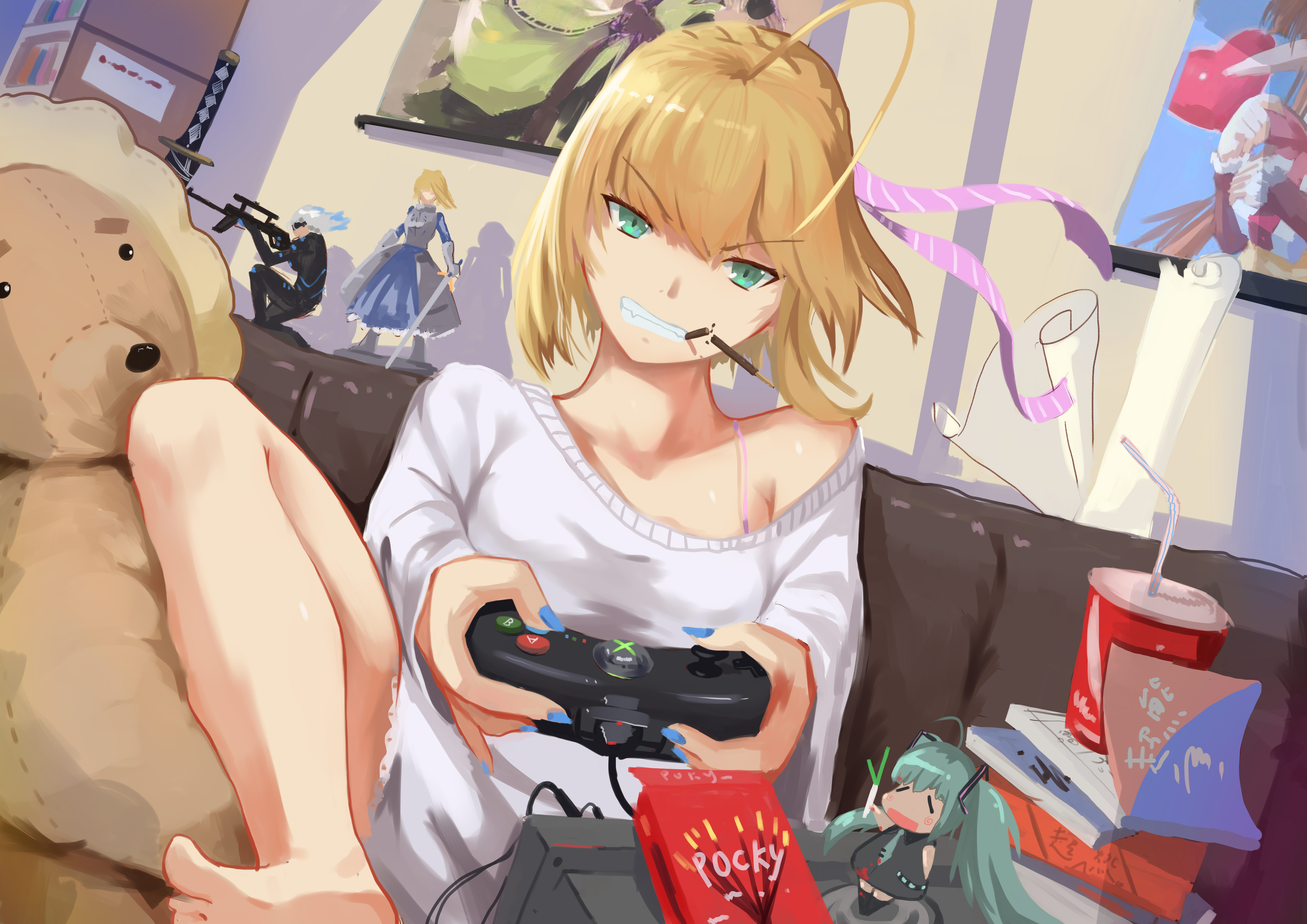 blonde, fate series, anime, fate/stay night, saber (fate series), saber lily, short hair UHD