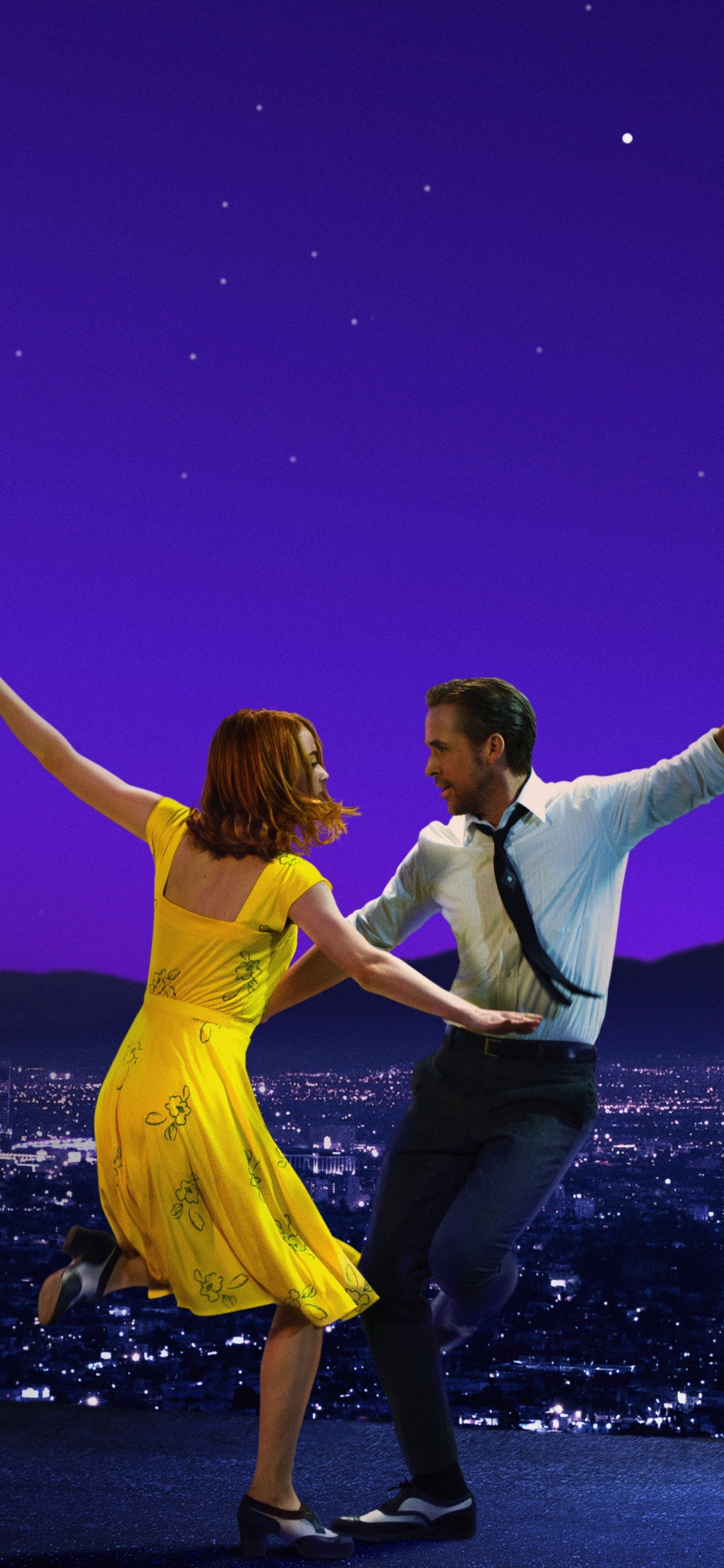 Download mobile wallpaper Night, Ryan Gosling, Emma Stone, Movie, Dancing, La La Land for free.