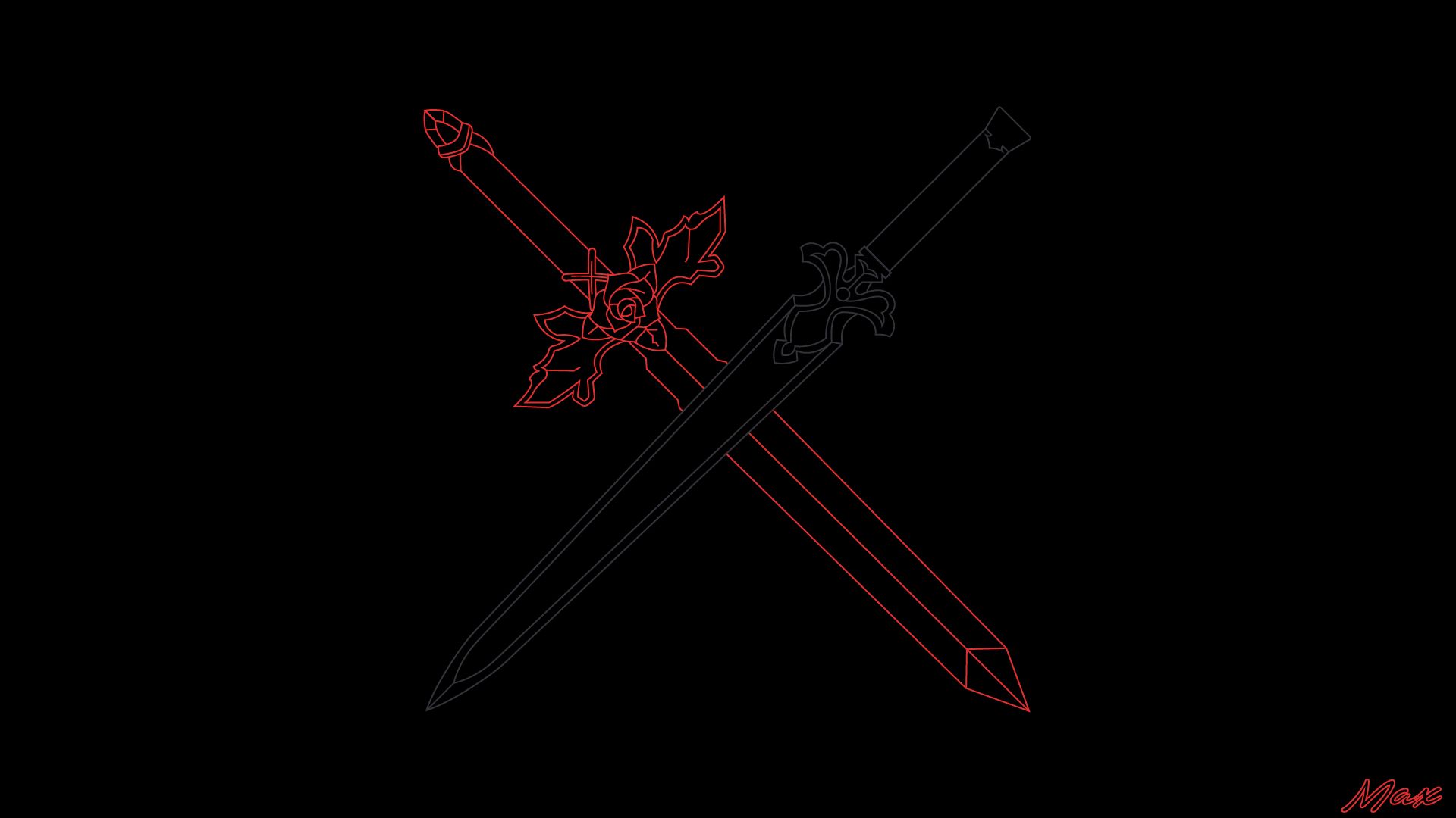 anime, sword art online: alicization, night sky sword (sword art online), red rose sword (sword art online), sword art online HD wallpaper