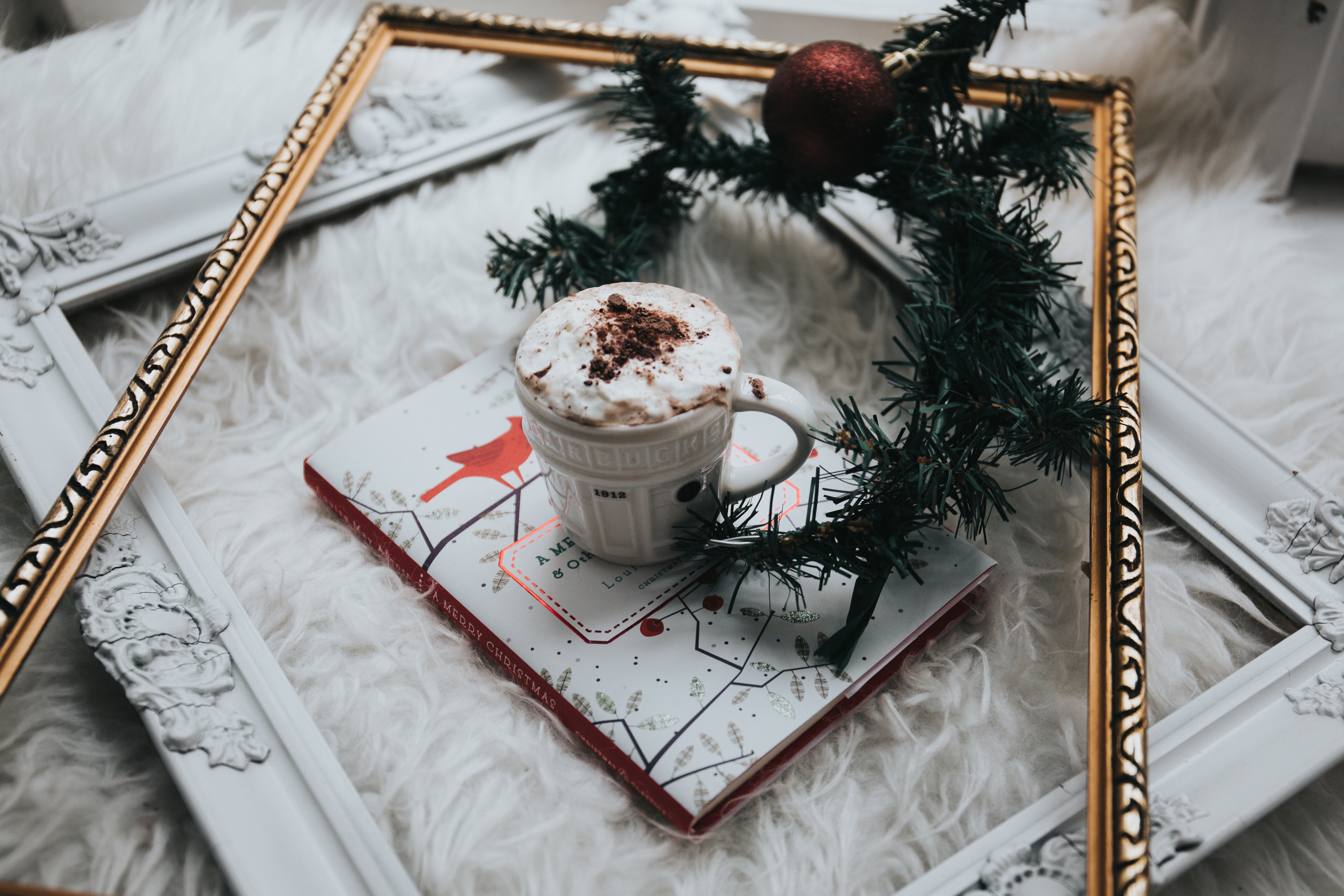 food, chocolate, coffee, christmas, notebook, notepad, latte Smartphone Background