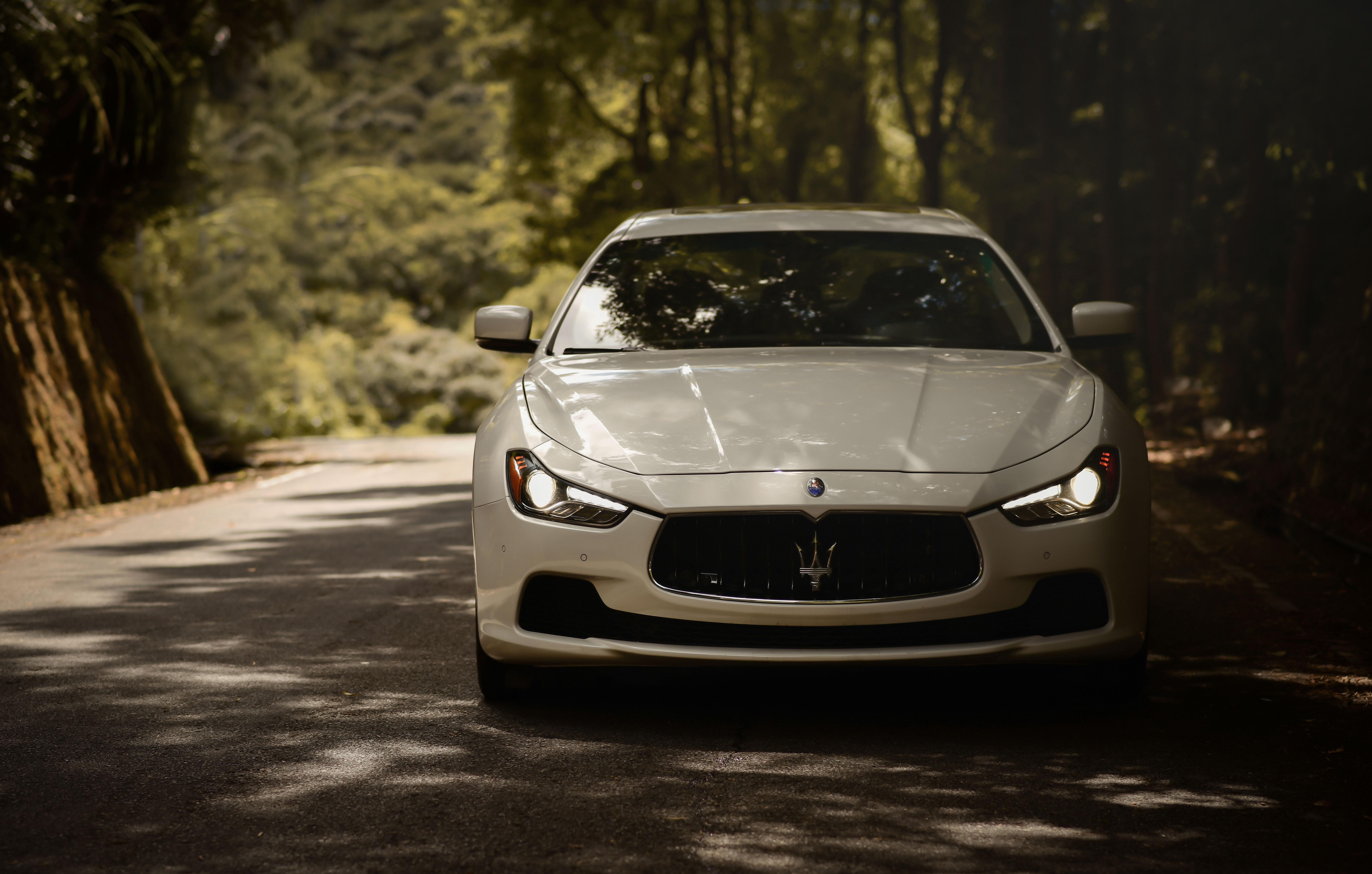 maserati, cars, maserati ghibli, white, road, car, front view, machine wallpapers for tablet