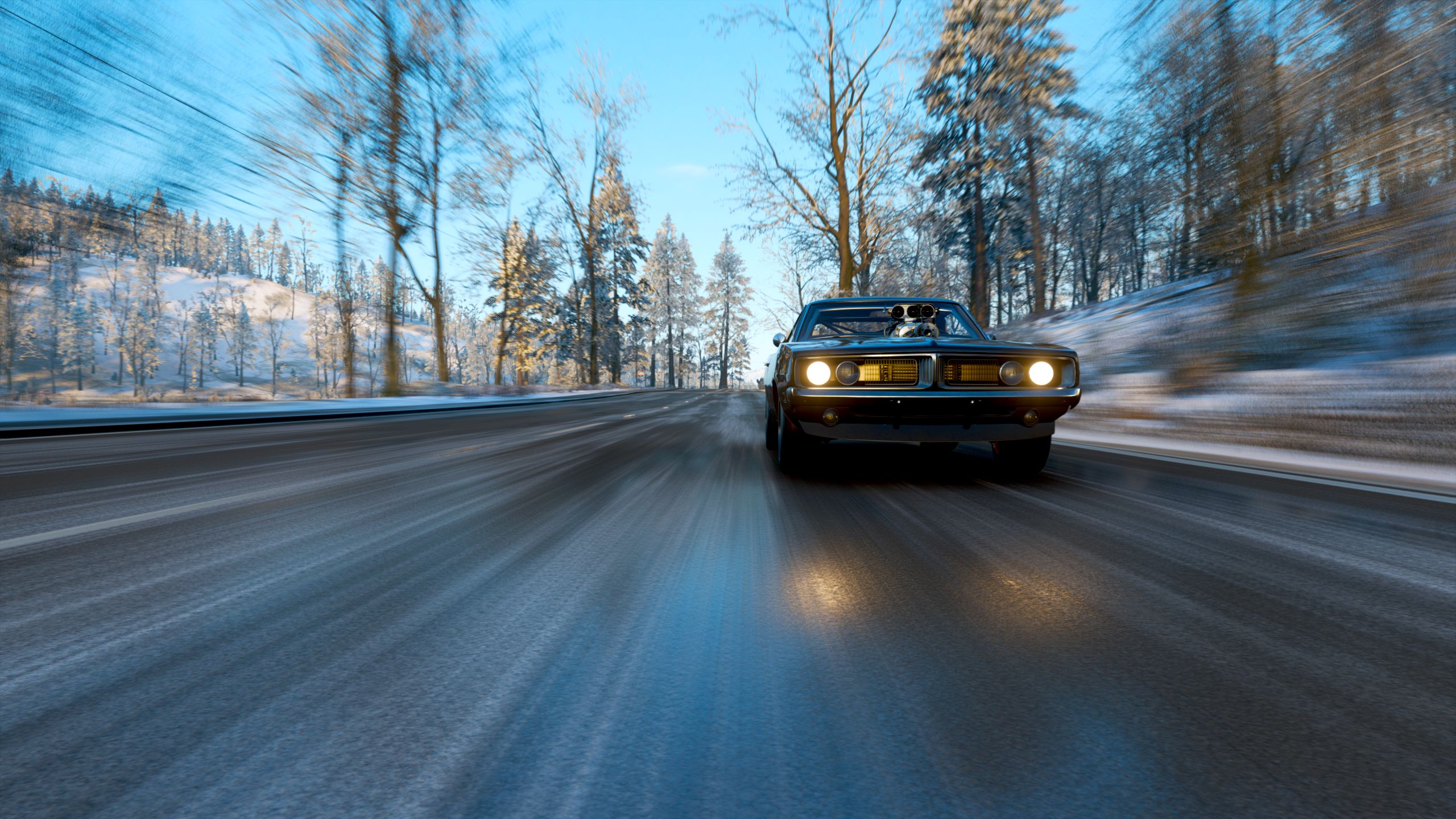 dodge charger, video game, forza horizon 4, car, snow, vehicle, forza