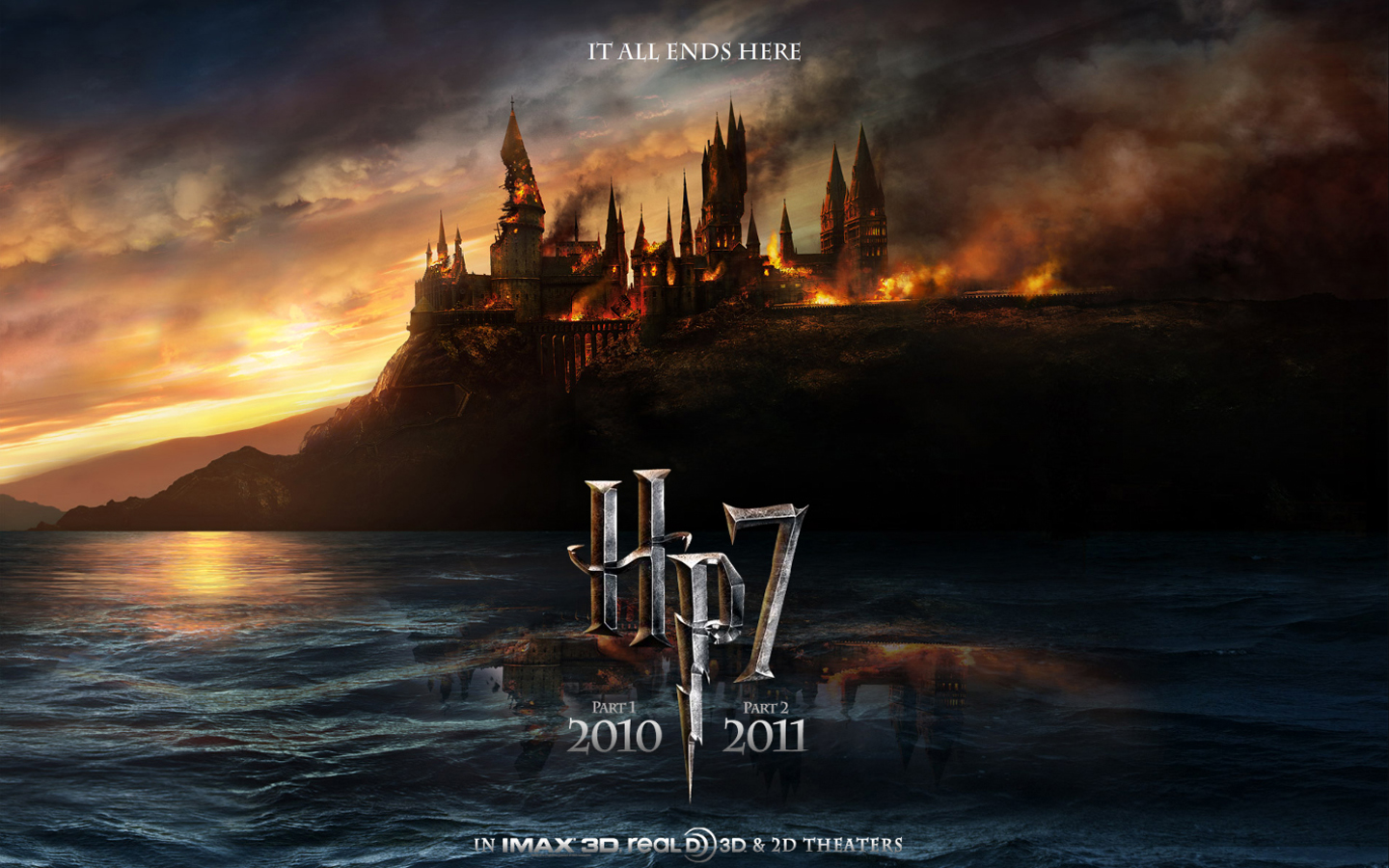 hogwarts castle, movie, harry potter and the deathly hallows: part 1, castle, fire, harry potter