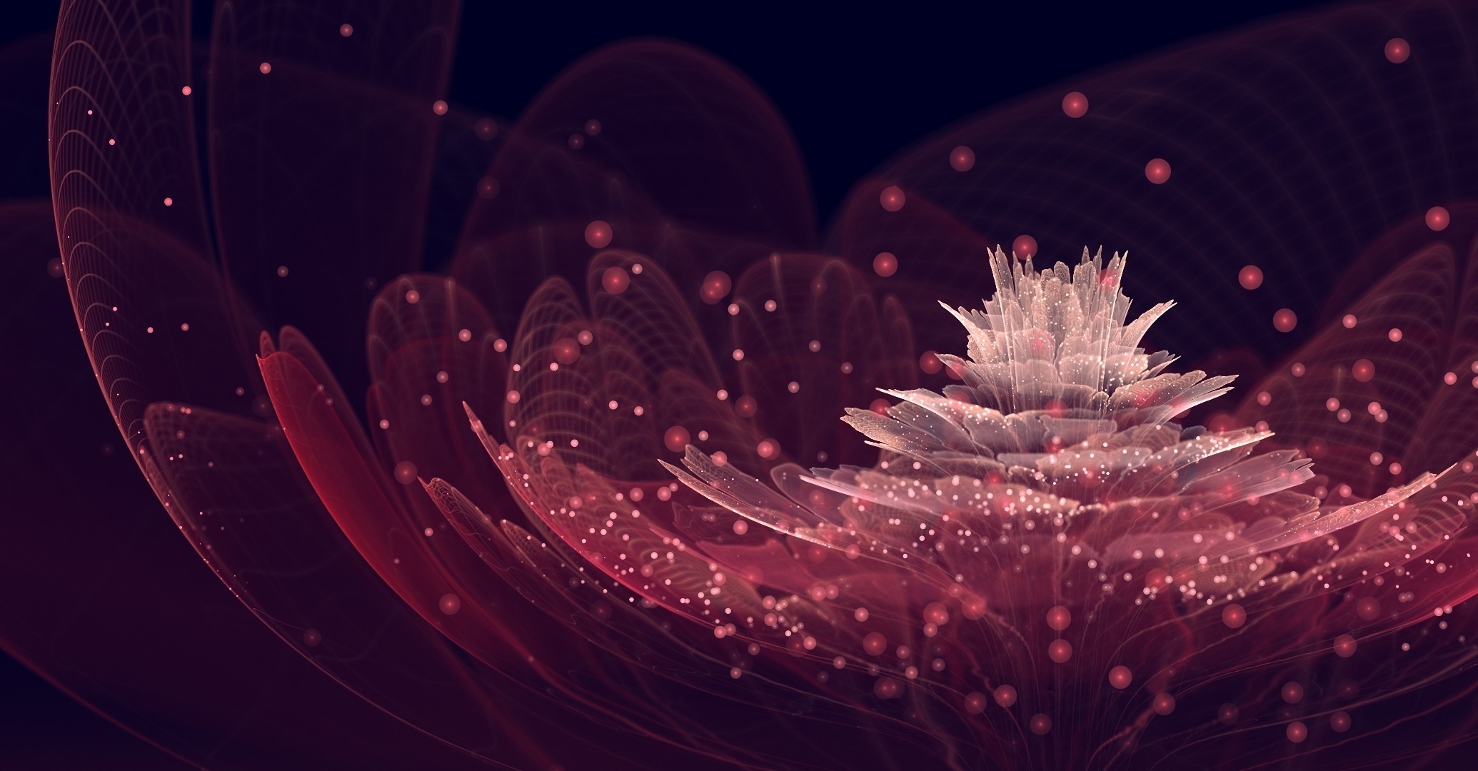 1920 x 1080 picture abstract, flower, shine, petals, brilliance, points, point