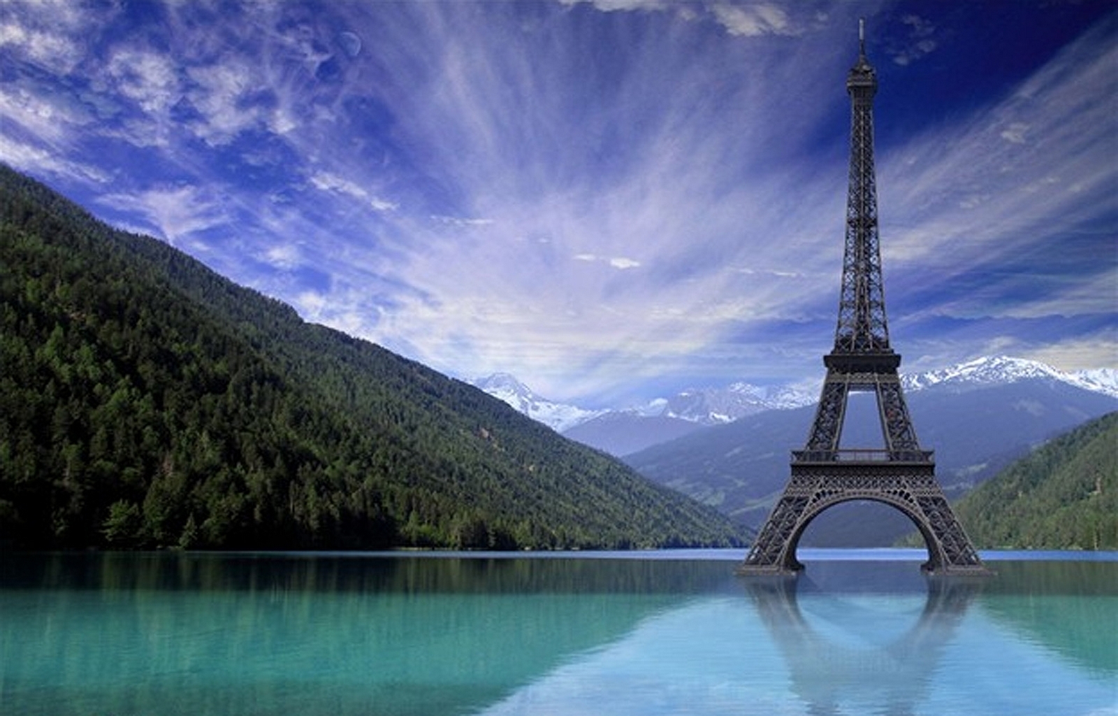 Handy-Wallpaper Sky, Sea, Architektur, Landschaft, Eiffelturm kostenlos herunterladen.