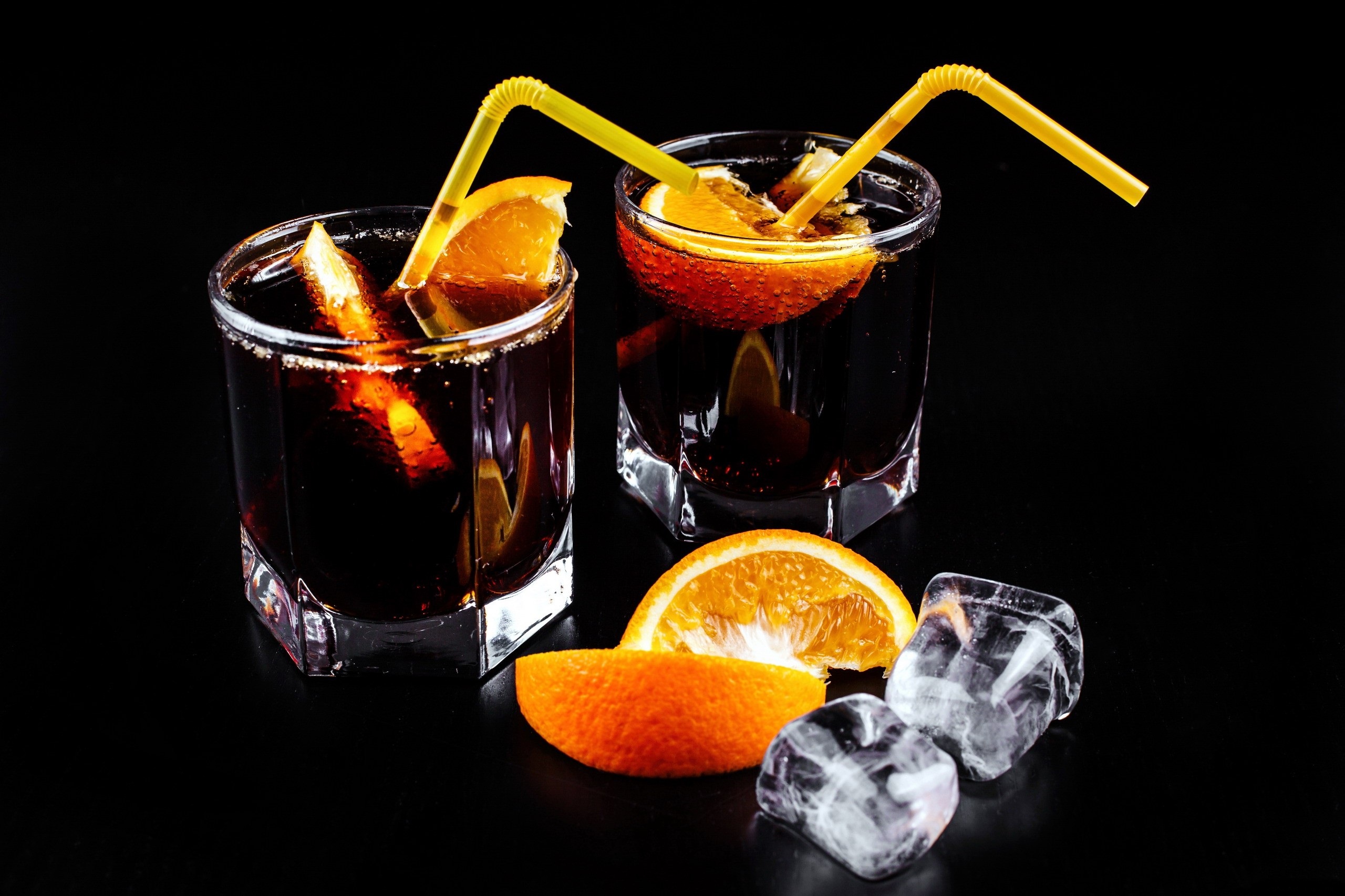 food, drink, fruit, glass, ice, orange (fruit), straw phone background