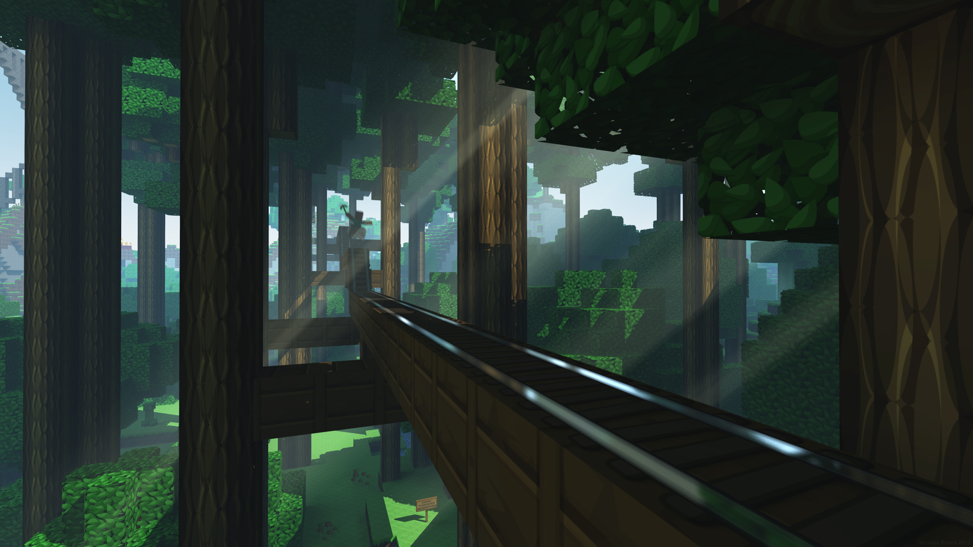 minecraft, forest, video game