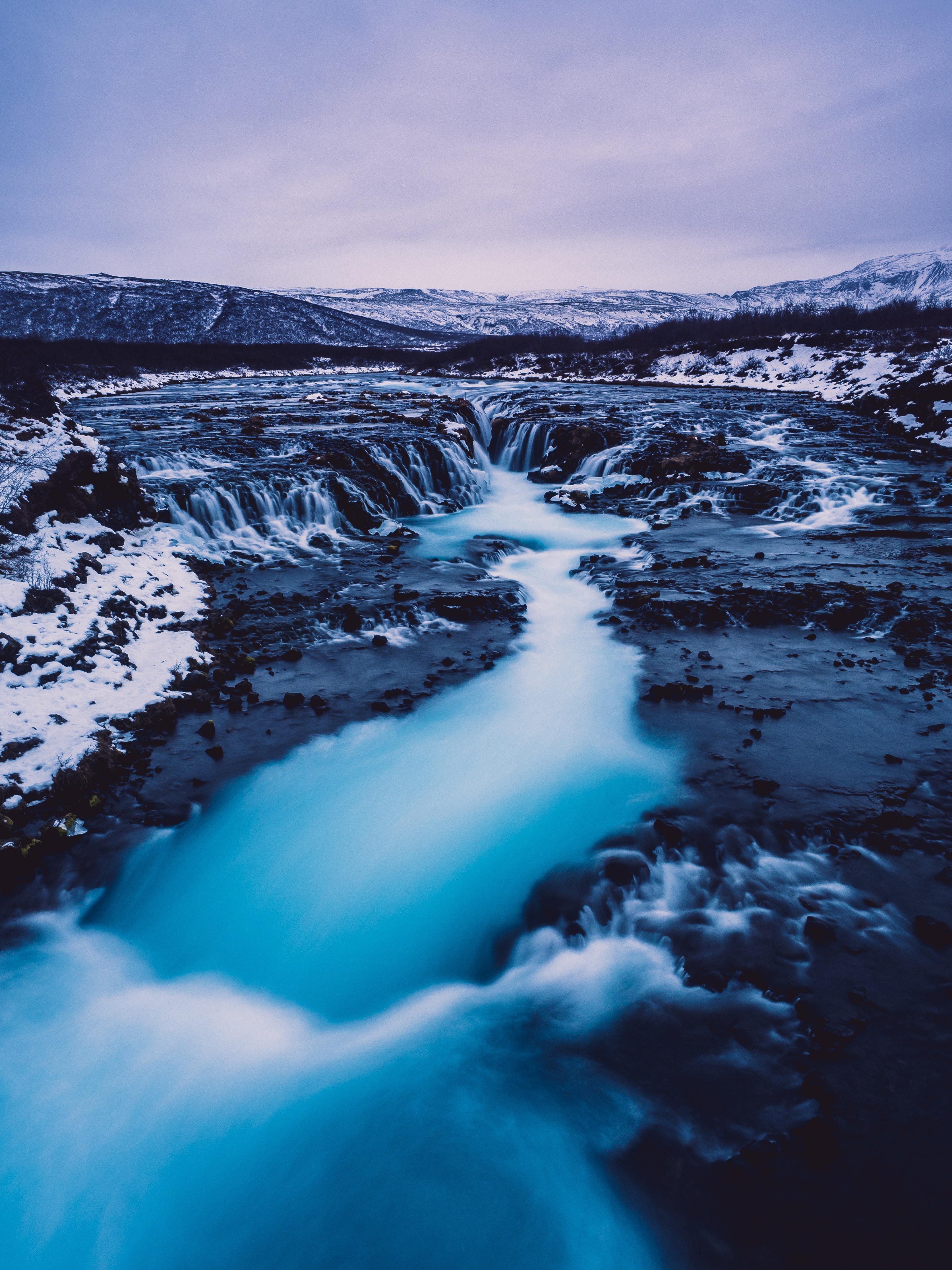 67705 скачать обои исландия, водопад, природа, снег, течение - заставки и картинки бесплатно