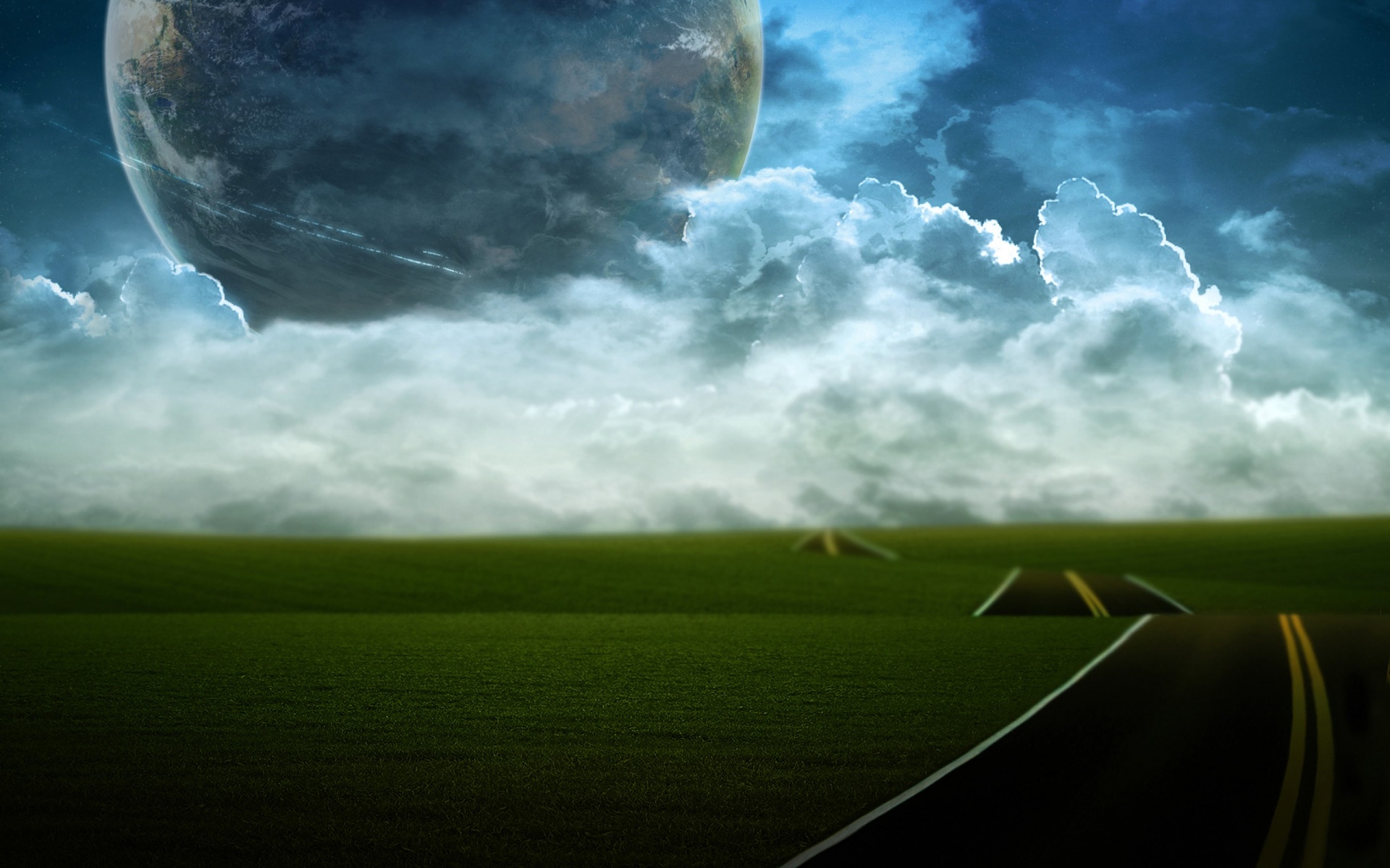 grass, earth, a dreamy world, fantasy, planet, road, sky images